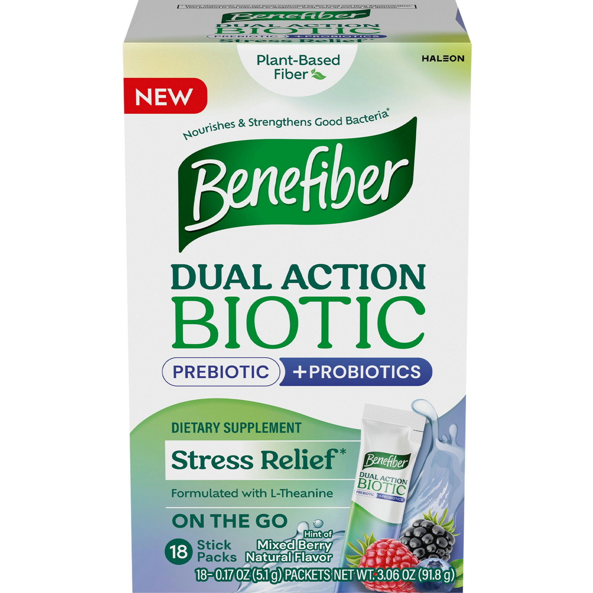 Benefiber Dual Action Biotic Stress Relief Dietary Supplement