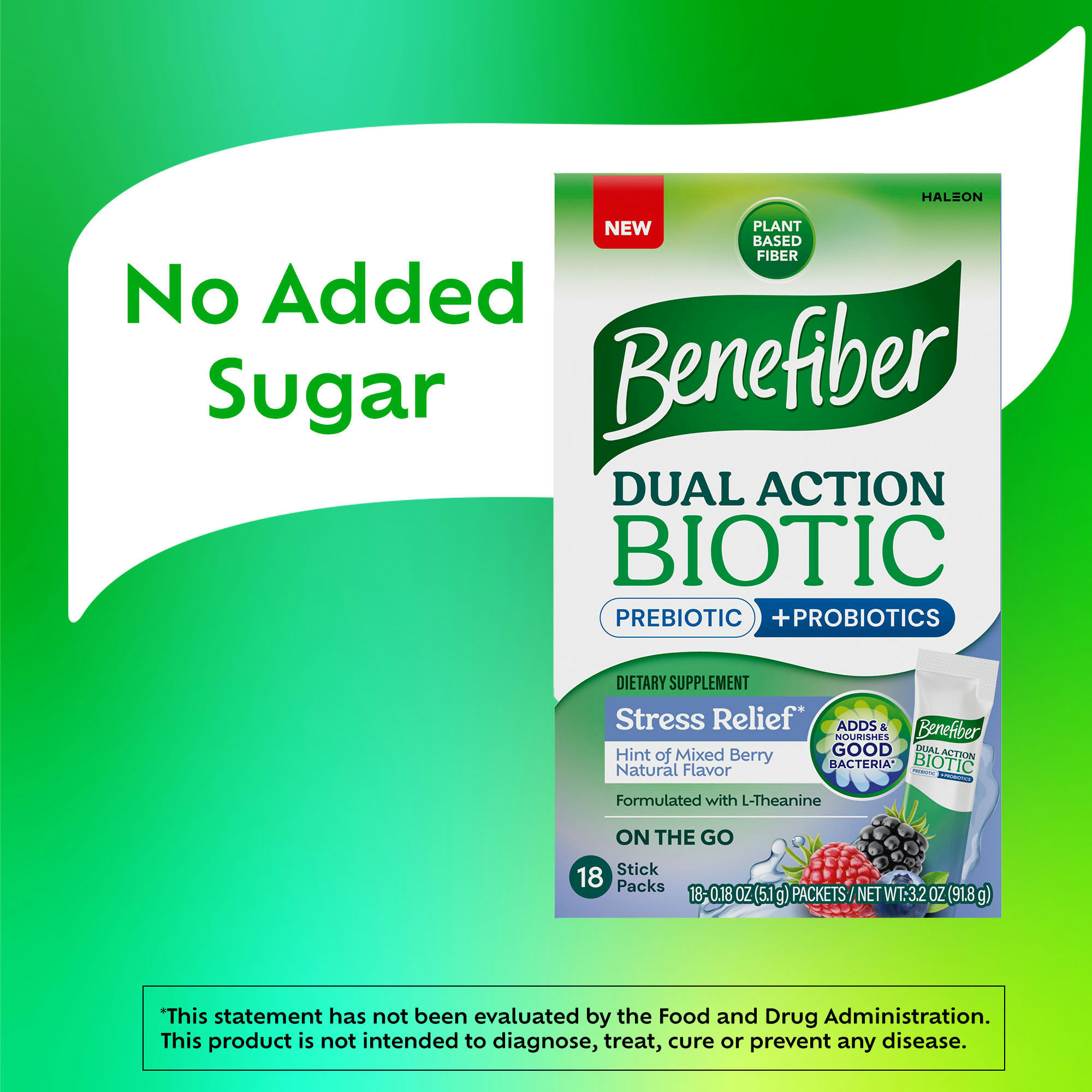 Benefiber Dual Action Biotic Stress Relief Dietary Supplement