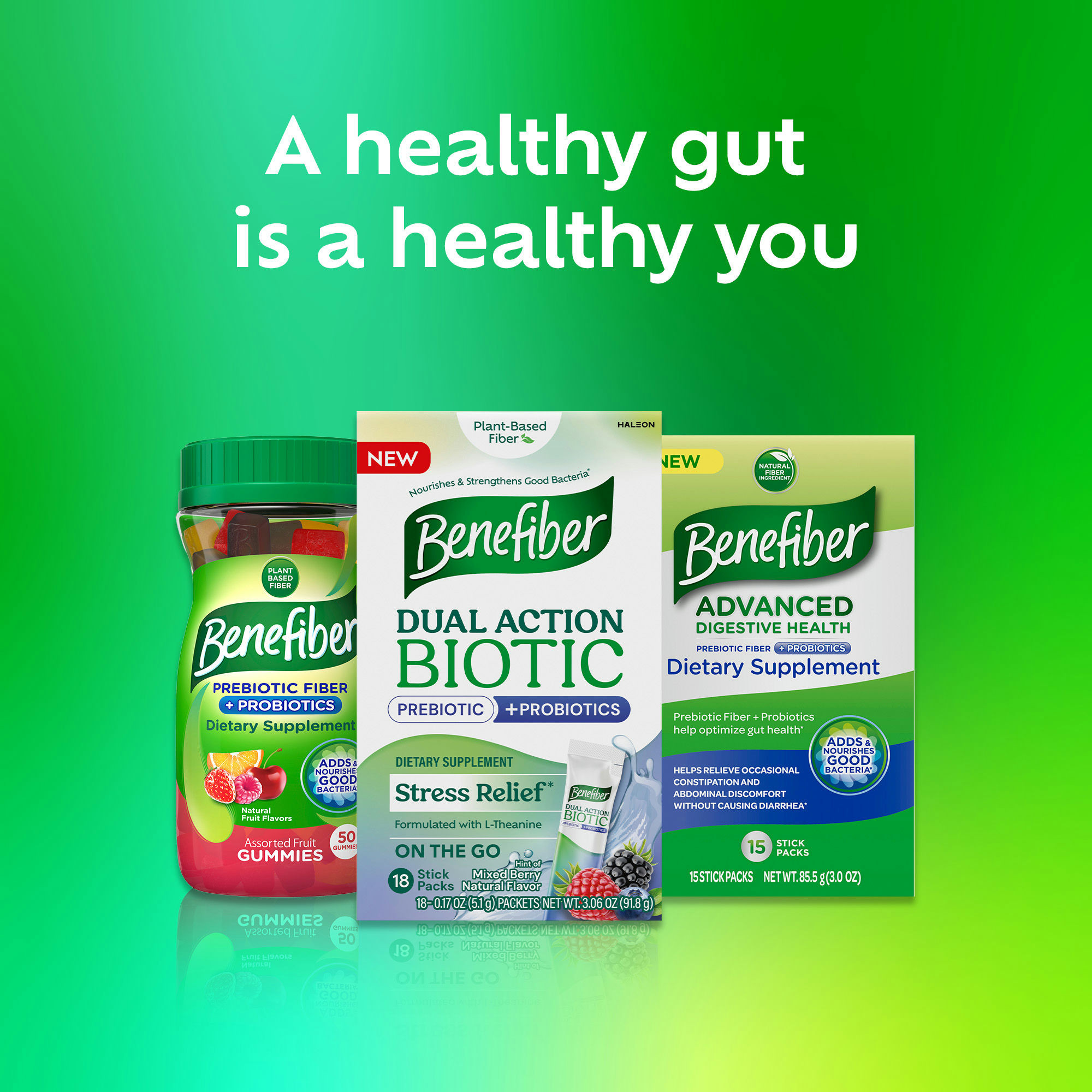 Benefiber Dual Action Biotic Stress Relief Dietary Supplement