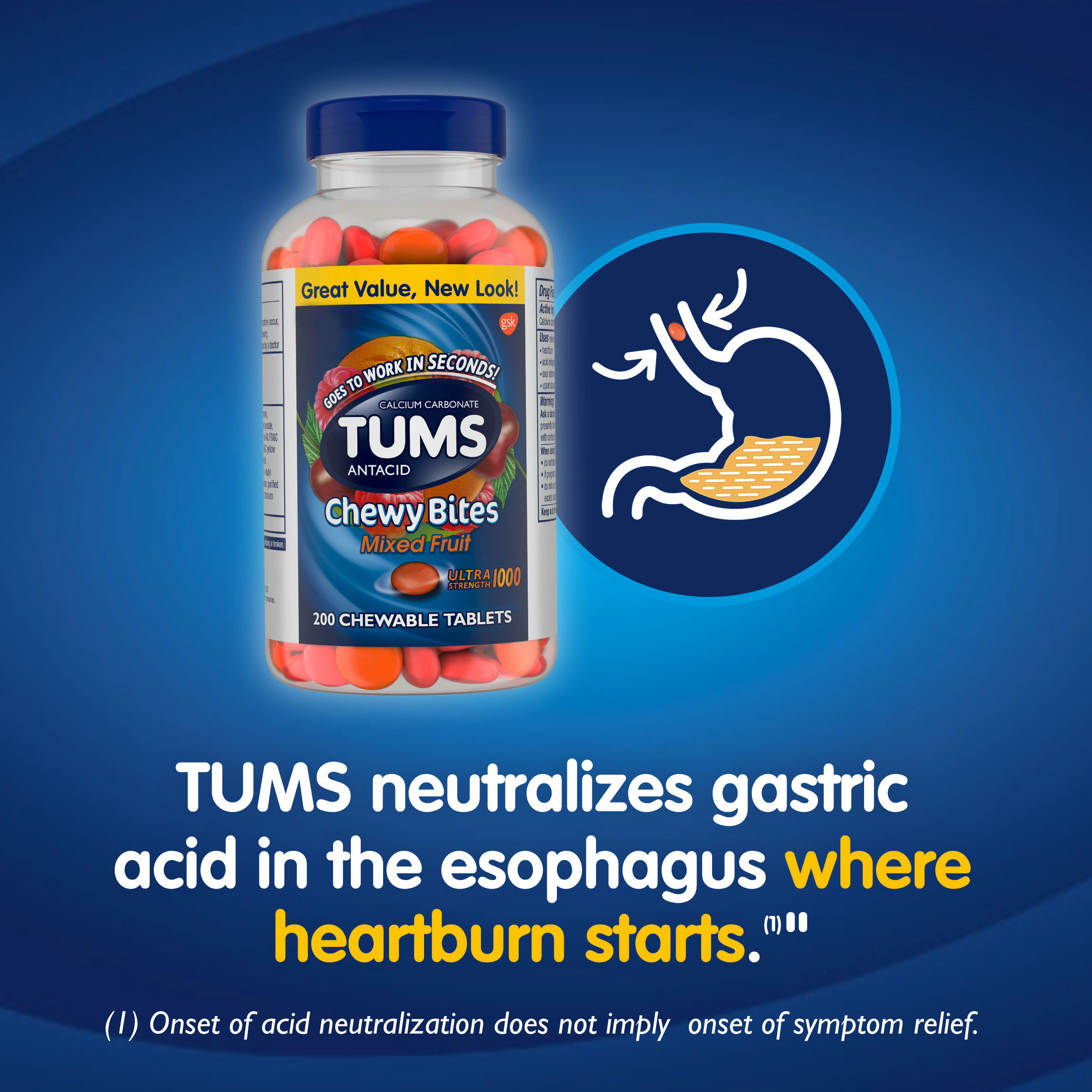 Tums Antacid Ultra Strength Chewy Bites Chewable Tablets for Heartburn & Acid Indigestion Relief