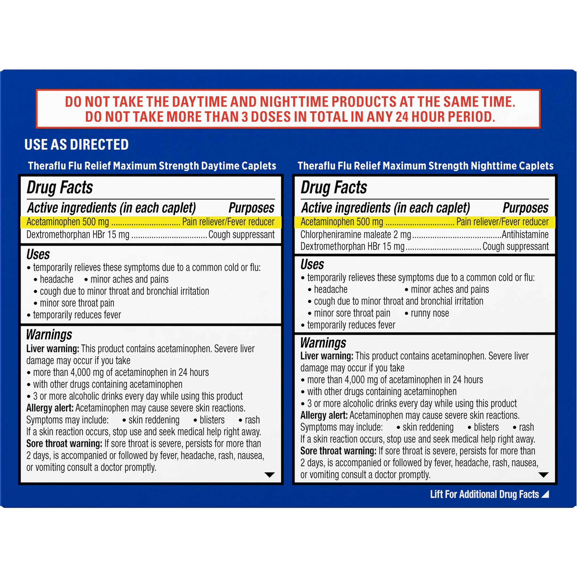 Theraflu Max Strength Daytime & Nighttime Flu Symptom Relief Combo Pack Caplets