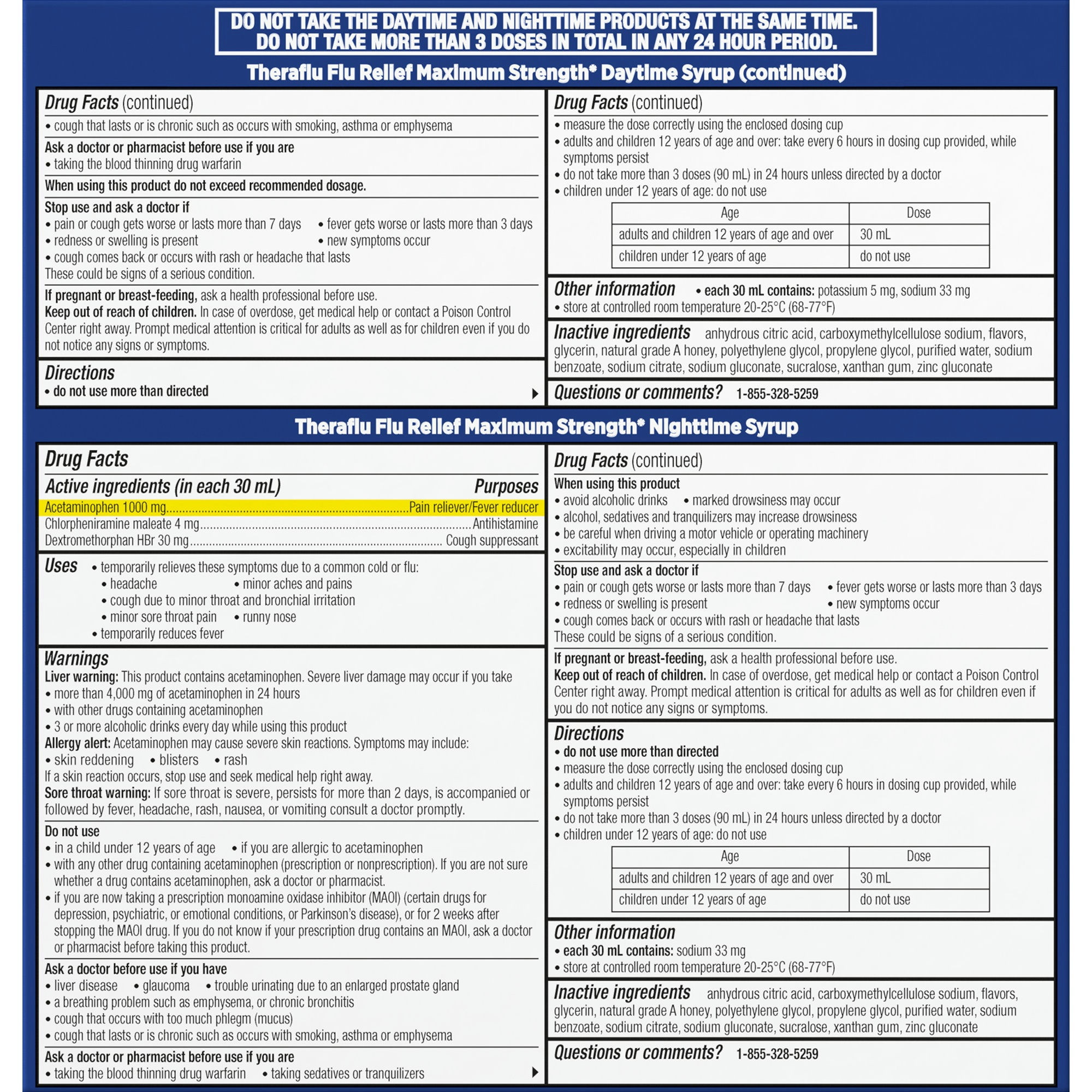 Theraflu Max Strength Daytime & Nighttime Flu Symptom Relief Combo Pack Syrup