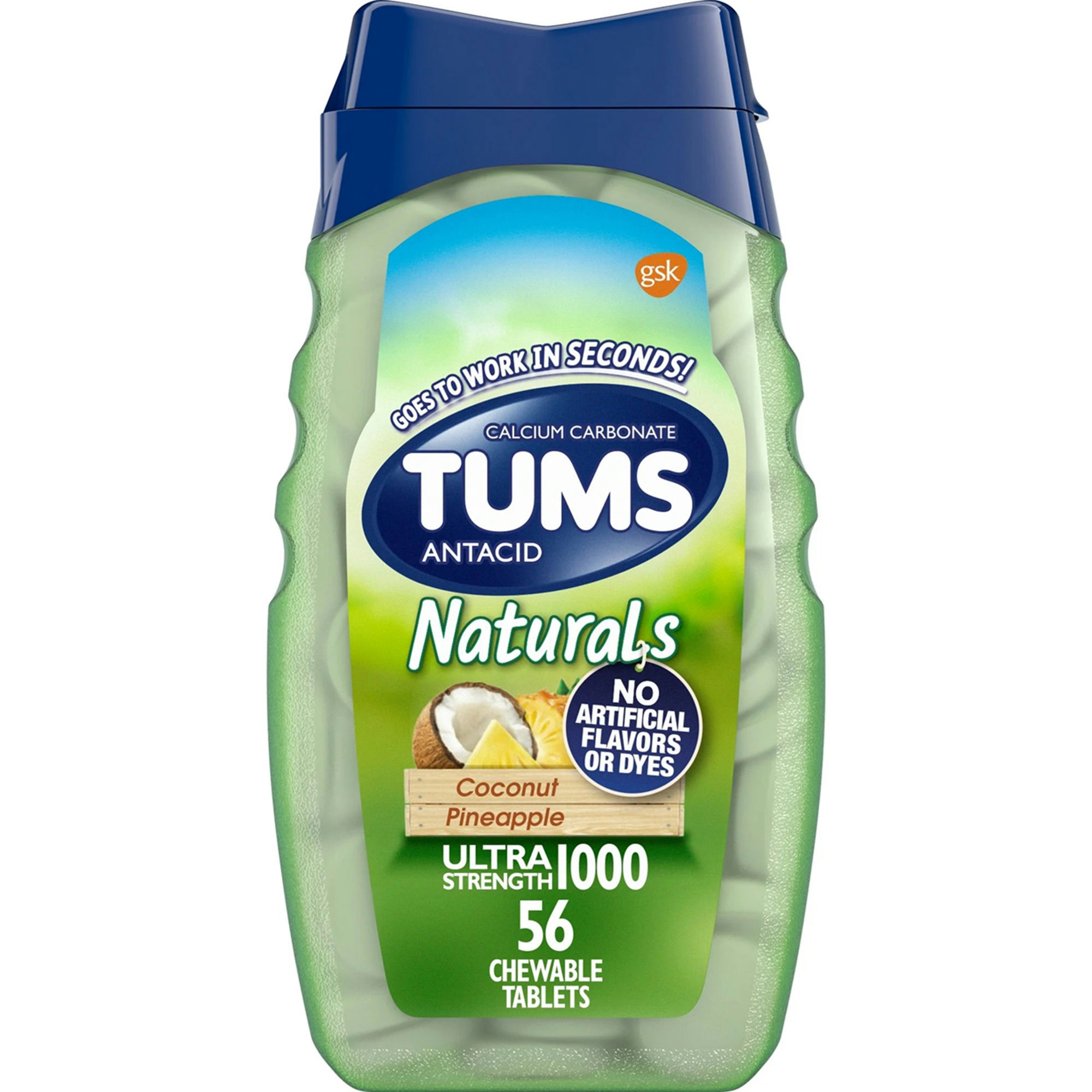 Tums Antacid Naturals Ultra Strength Chewable Tablets for Heartburn Relief