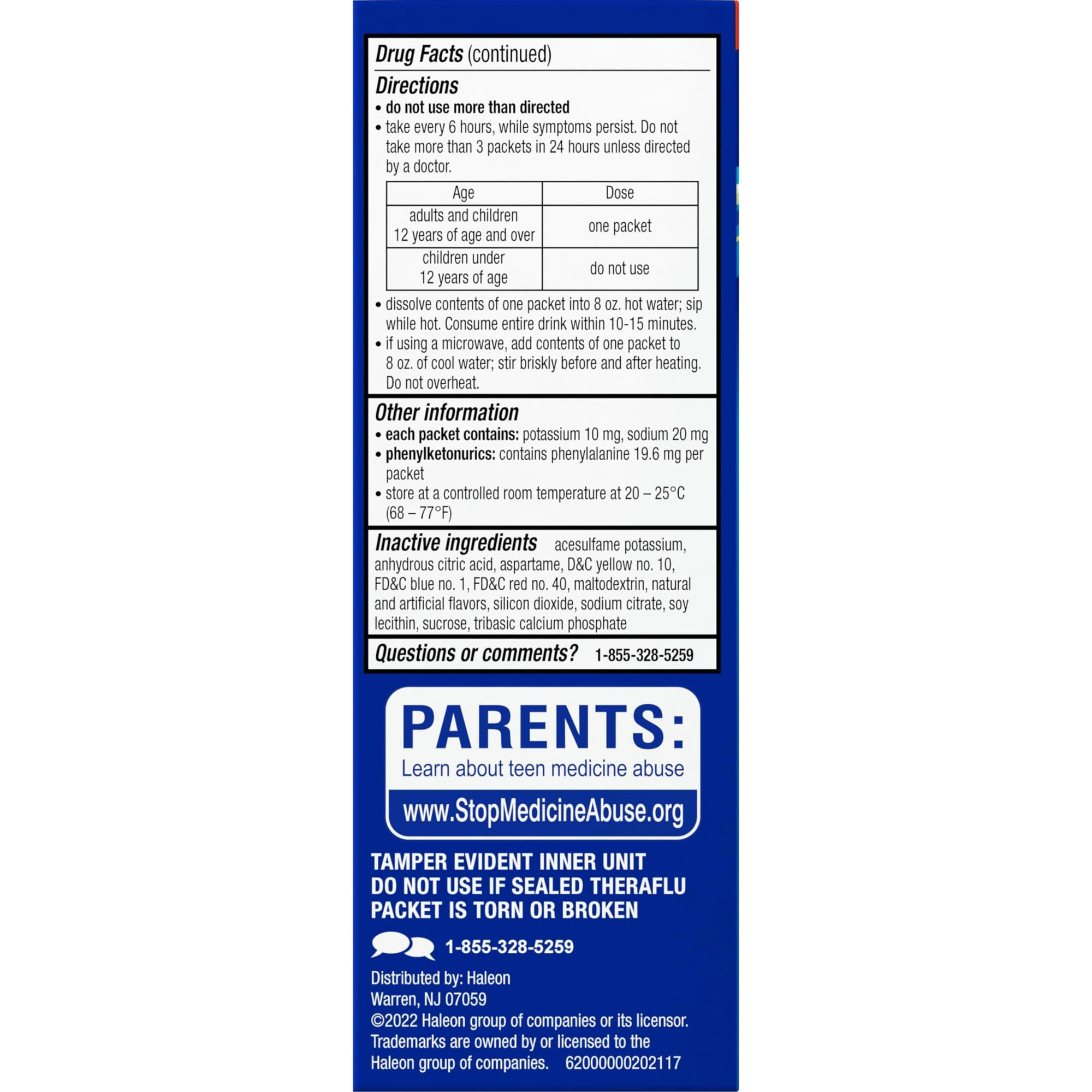 Theraflu Max Strength Daytime Flu Symptom Relief with Acetaminophen and Dextromethorphan Powder