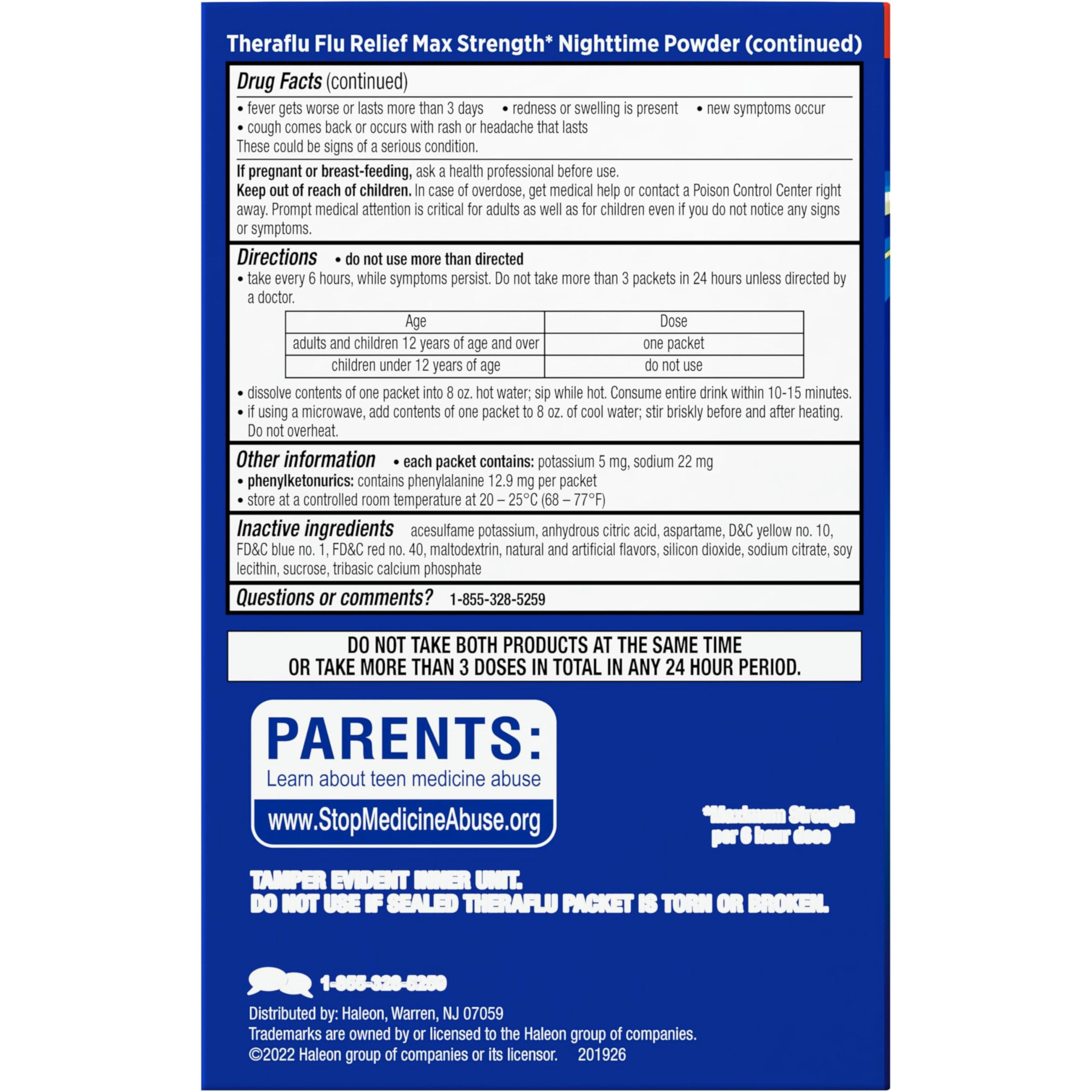 Theraflu Max Strength Daytime & Nighttime Flu Symptom Relief Combo Pack Powder