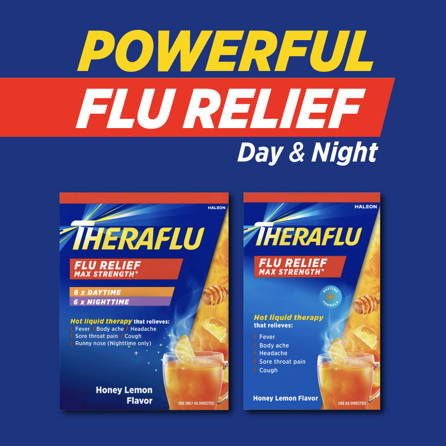 Theraflu Max Strength Daytime & Nighttime Flu Symptom Relief Combo Pack Powder