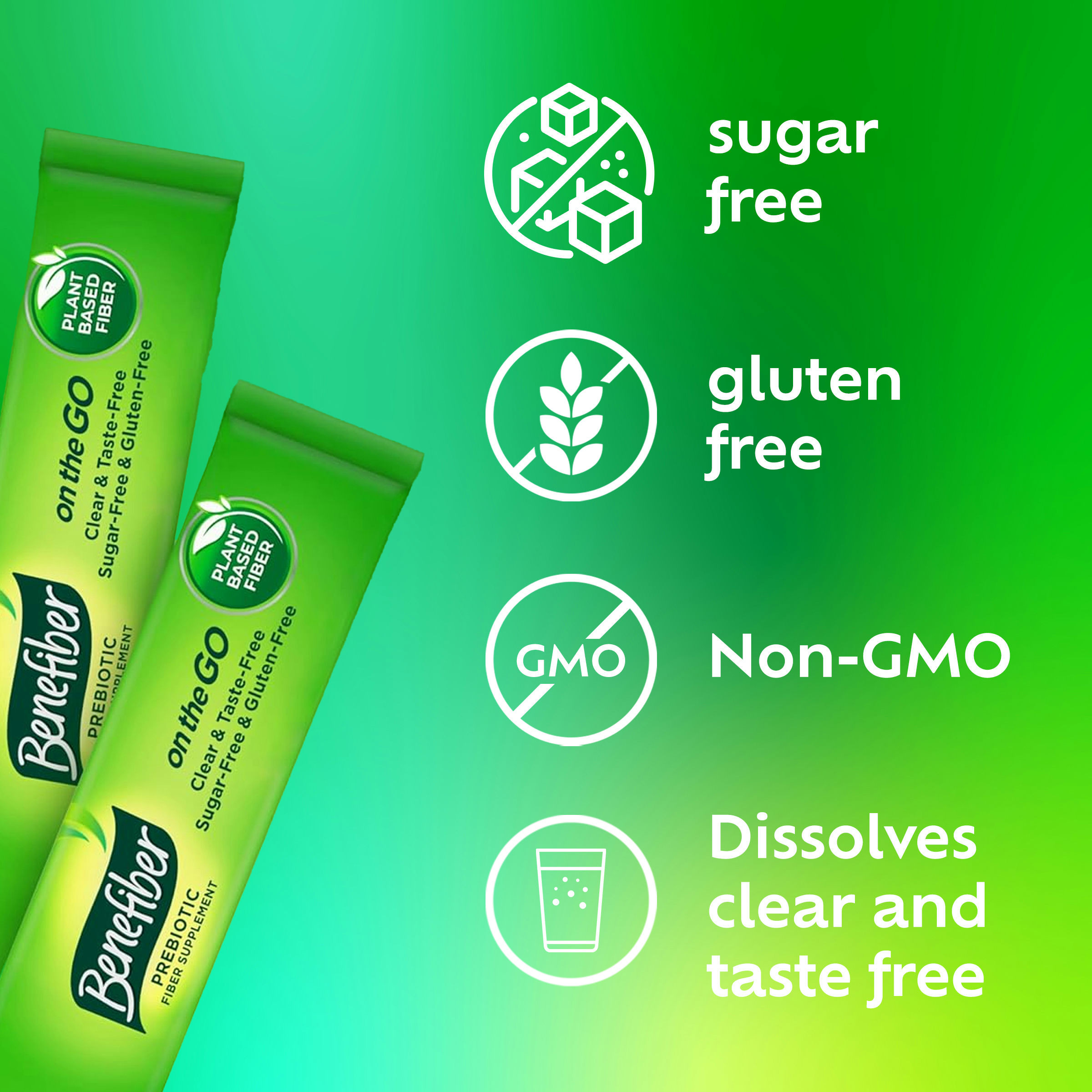 Benefiber On the Go Prebiotic Fiber Supplement Powder for Digestive Health, Original