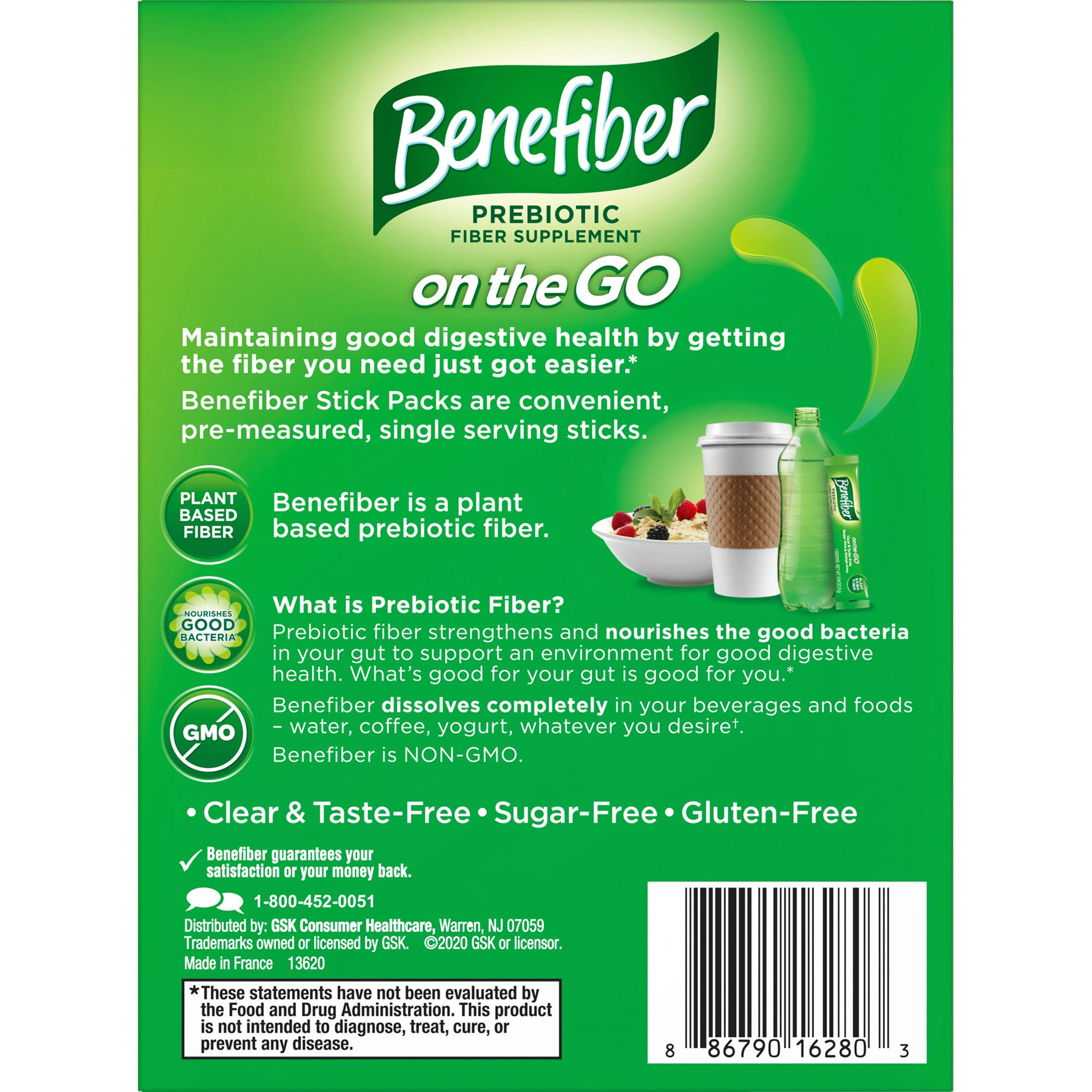 Benefiber On the Go Prebiotic Fiber Supplement Powder for Digestive Health, Original