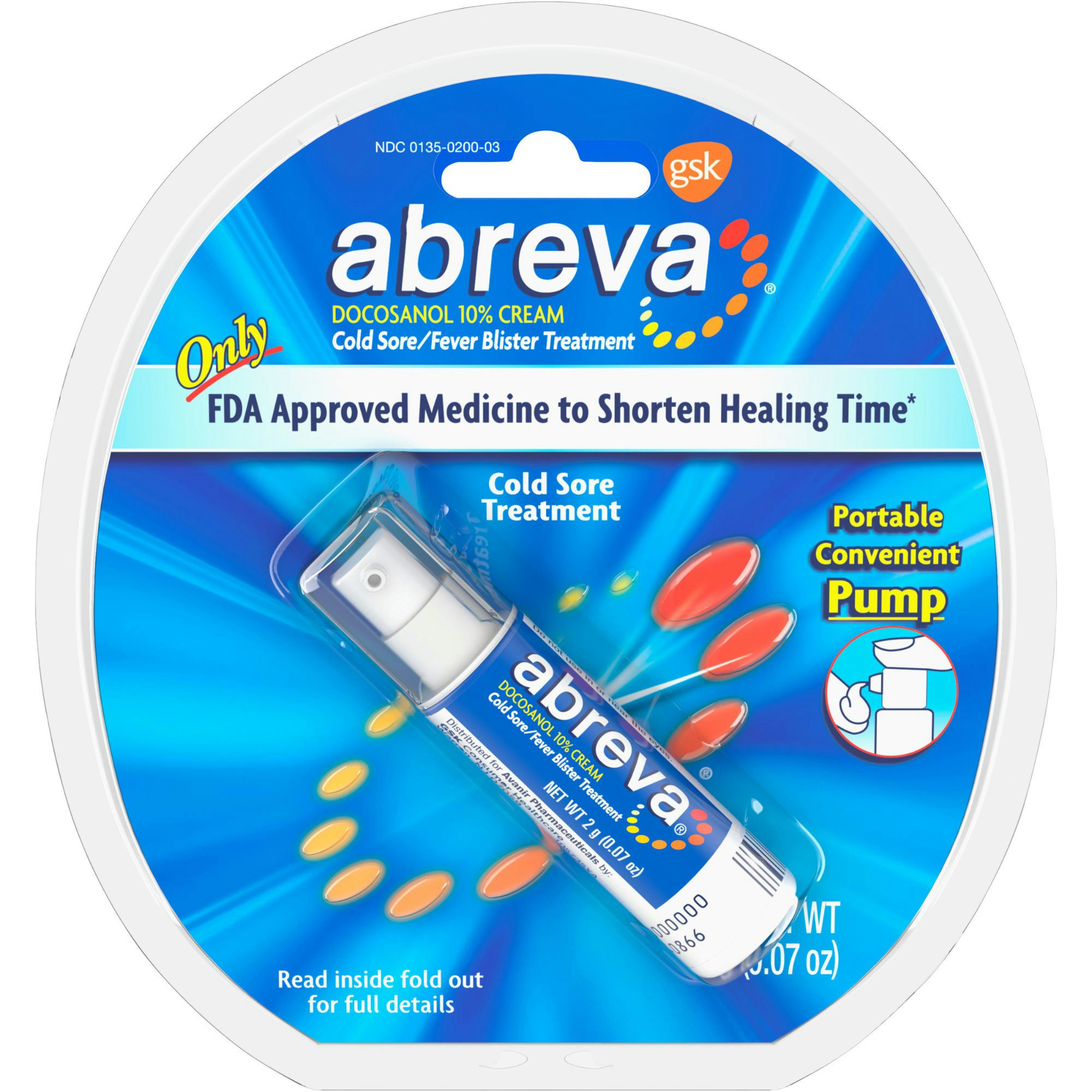 Abreva Cold Sore & Fever Blister Treatment, Pump