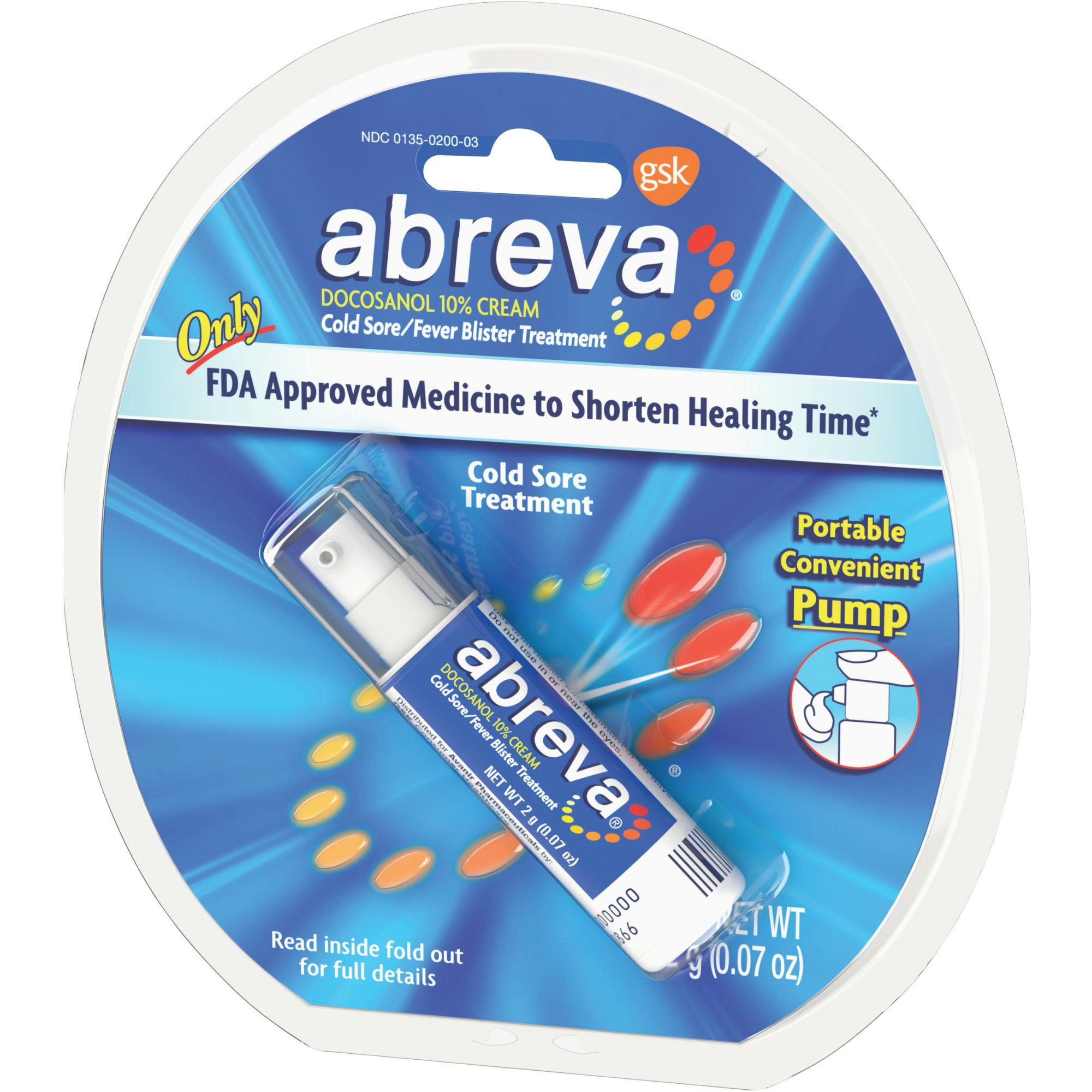 Abreva Cold Sore & Fever Blister Treatment, Pump