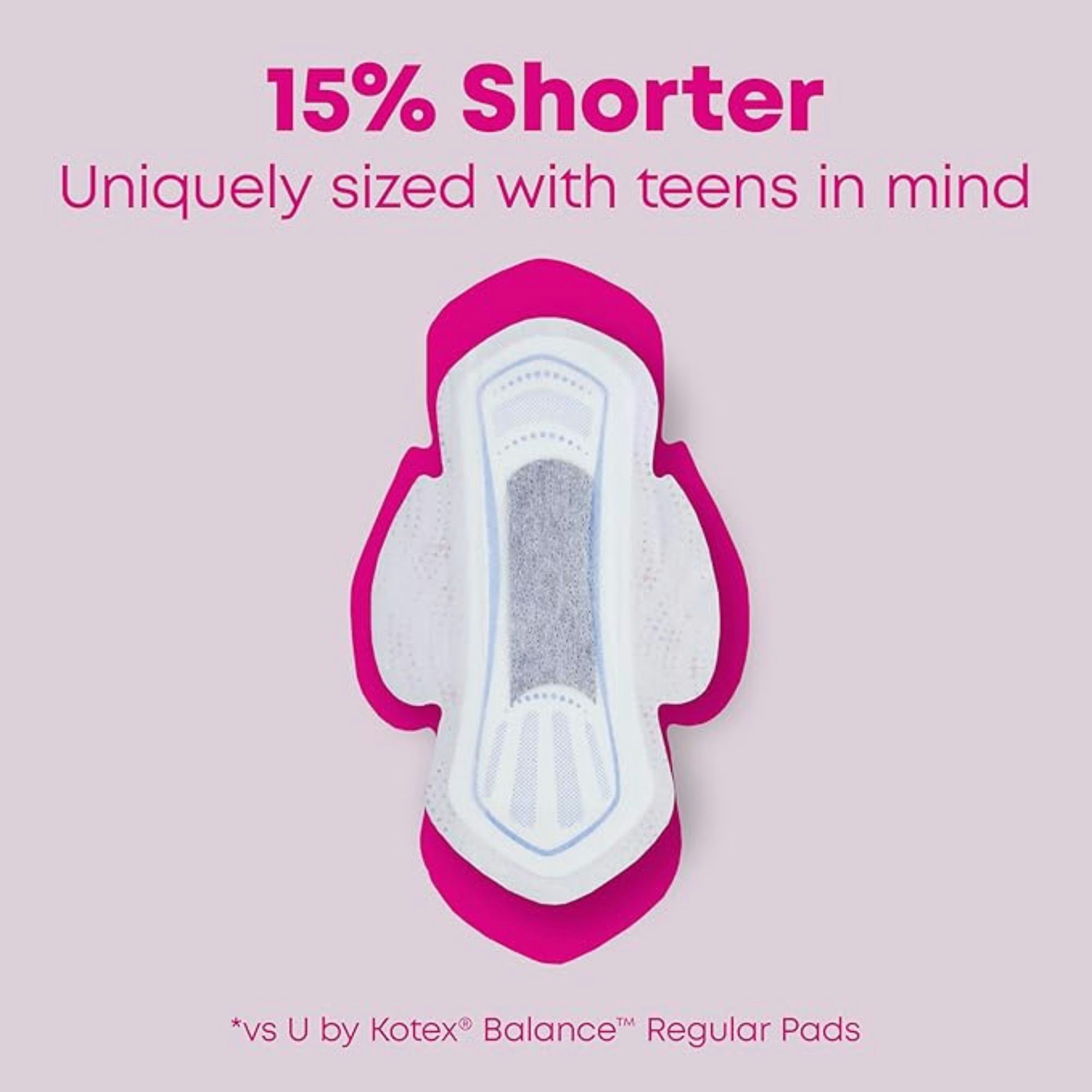 U by Kotex Balance Sized for Teens Ultra Thin Pads with Wings, Heavy Absorbency