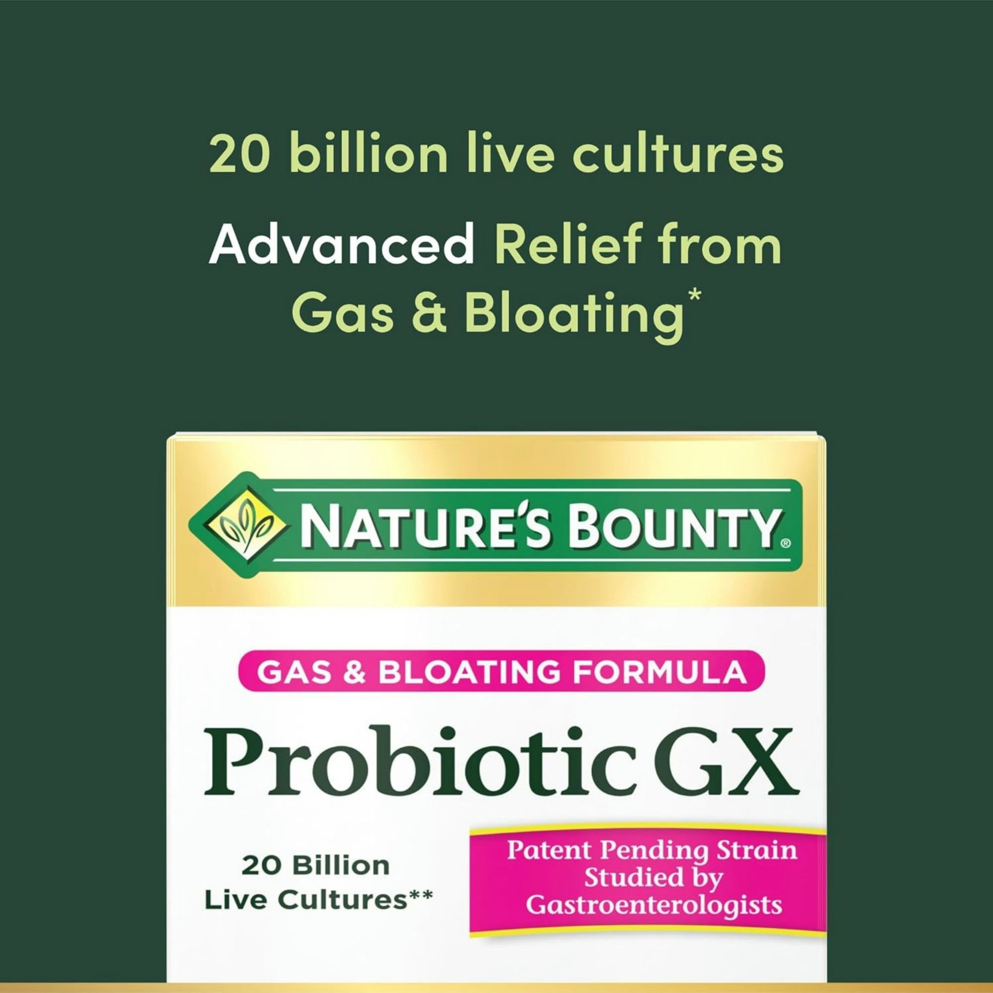 Nature's Bounty Probiotic GX Gas and Bloating Formula Dietary Supplement