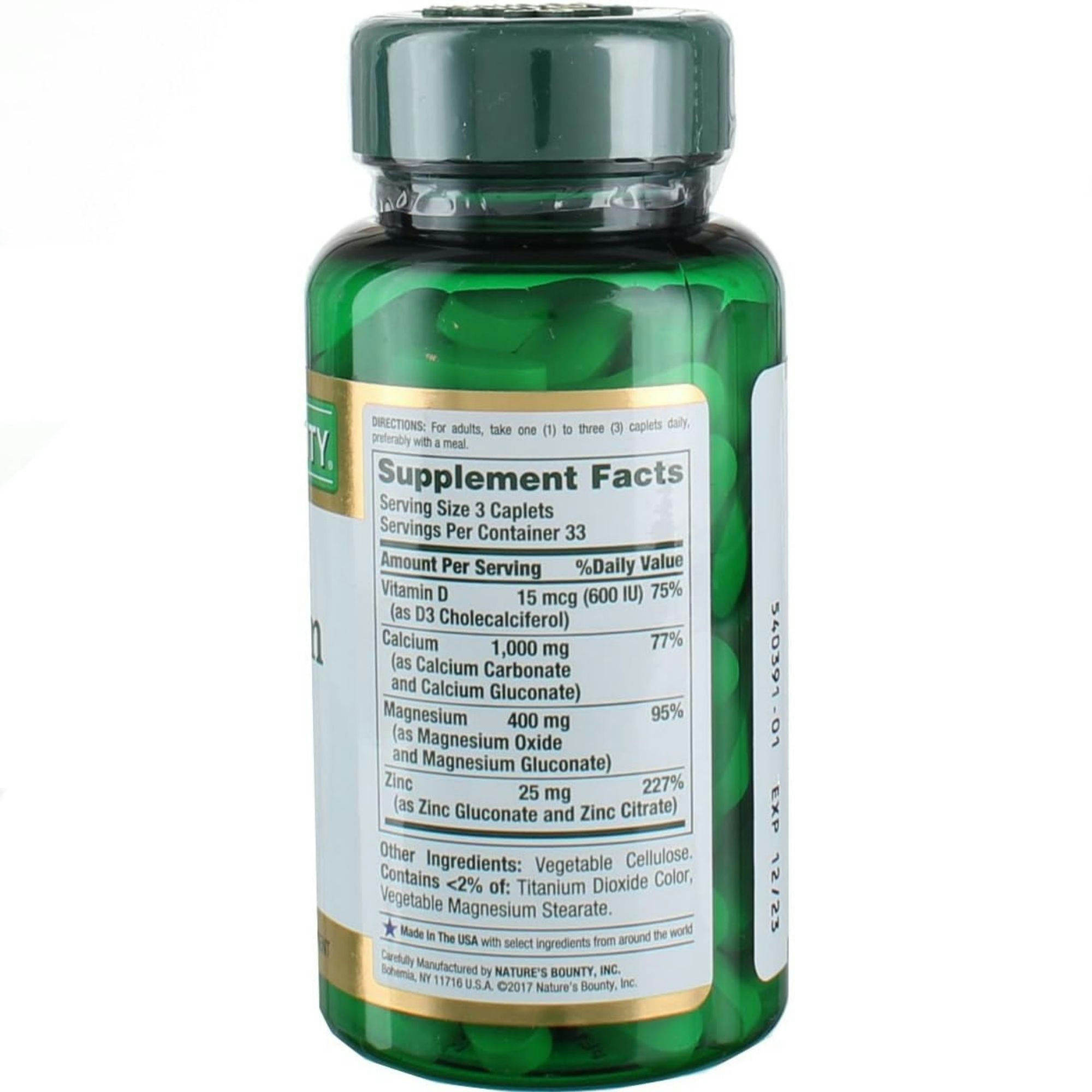 Nature's Bounty Calcium, Magnesium, & Zinc Dietary Supplement