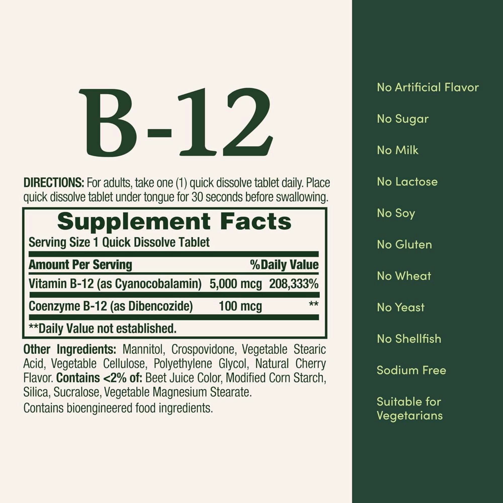 Nature's Bounty Quick Dissolve Vitamin B-12, 5000 mcg