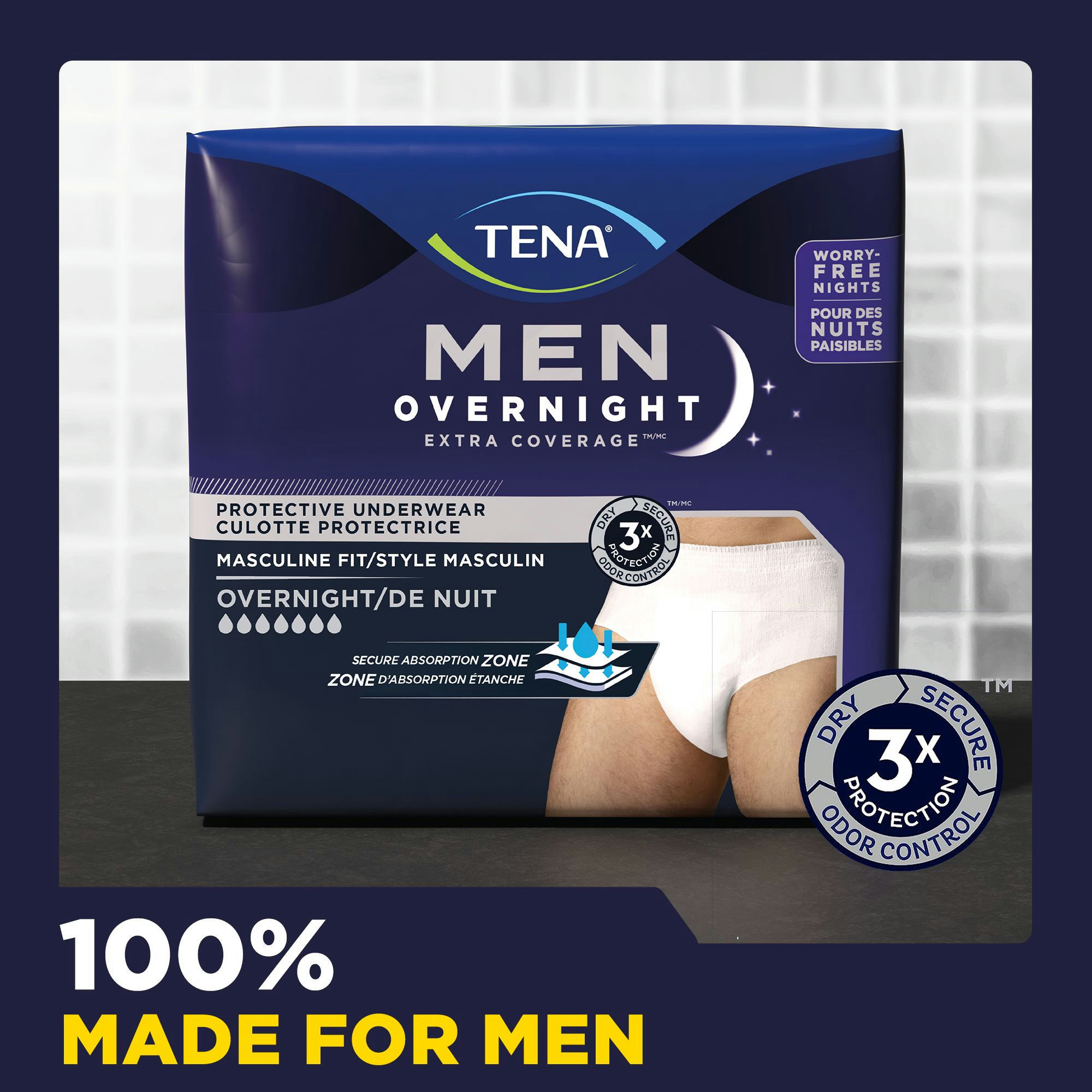 TENA Men Overnight Extra Coverage Pull-Up Incontinence Underwear