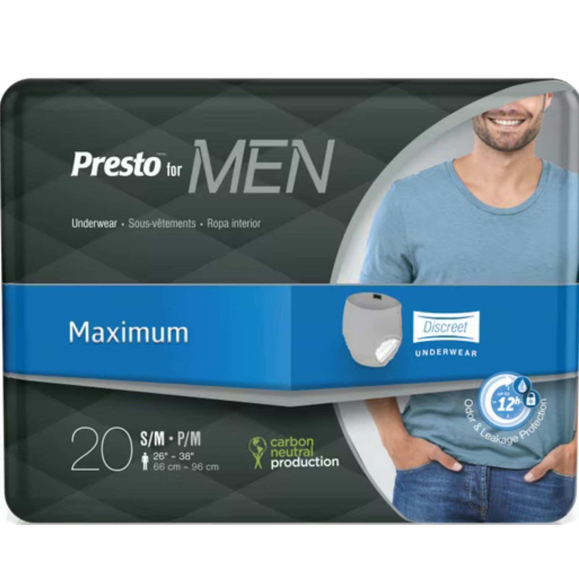Presto for Men Incontinence Pull-Up Underwear, Maximum Absorbency