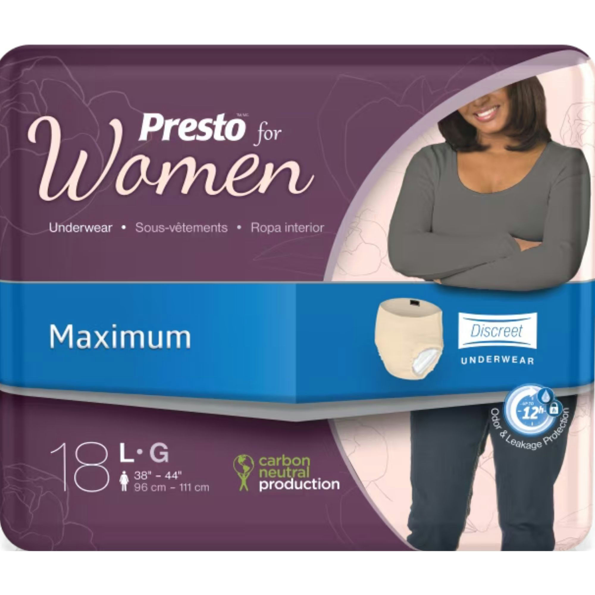 Presto for Women Incontinence Pull-Up Underwear, Maximum Absorbency