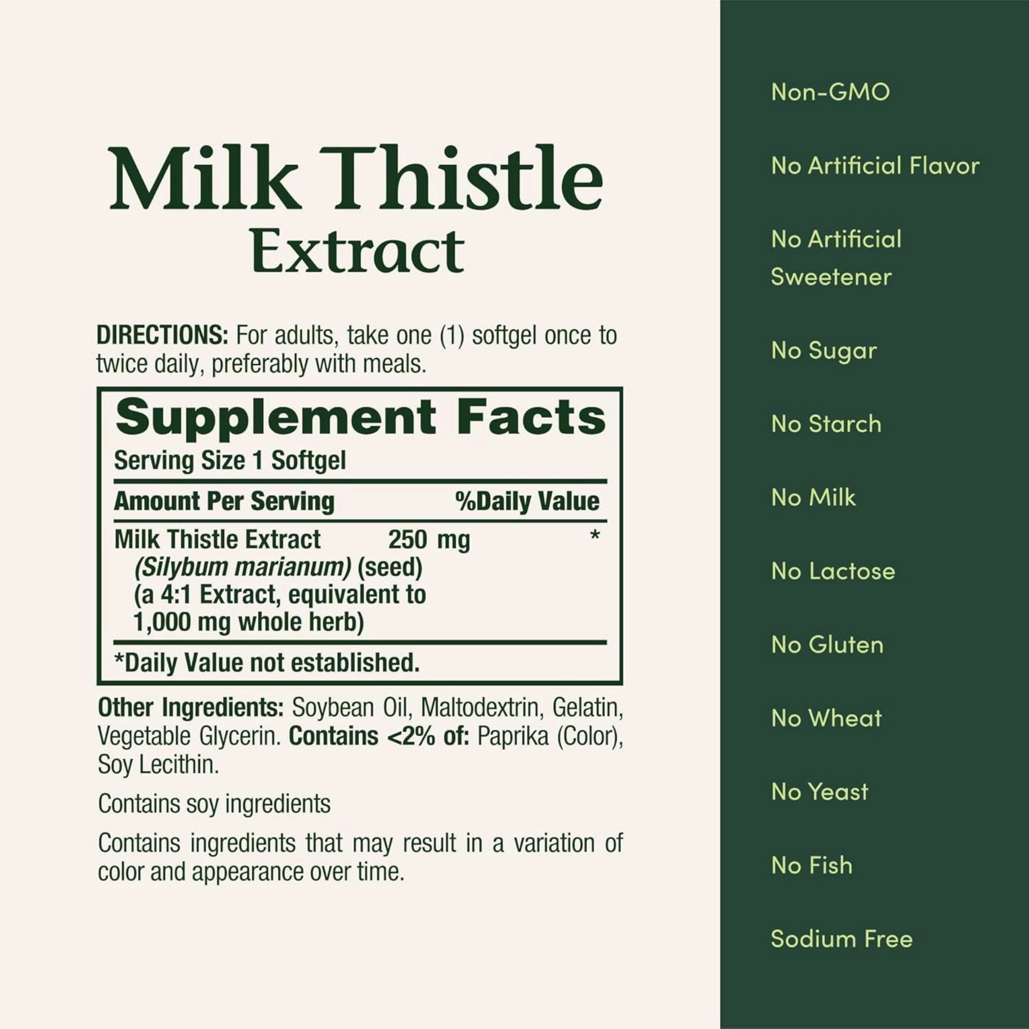 Nature's Bounty Milk Thistle Herbal Supplement, 1000 mg