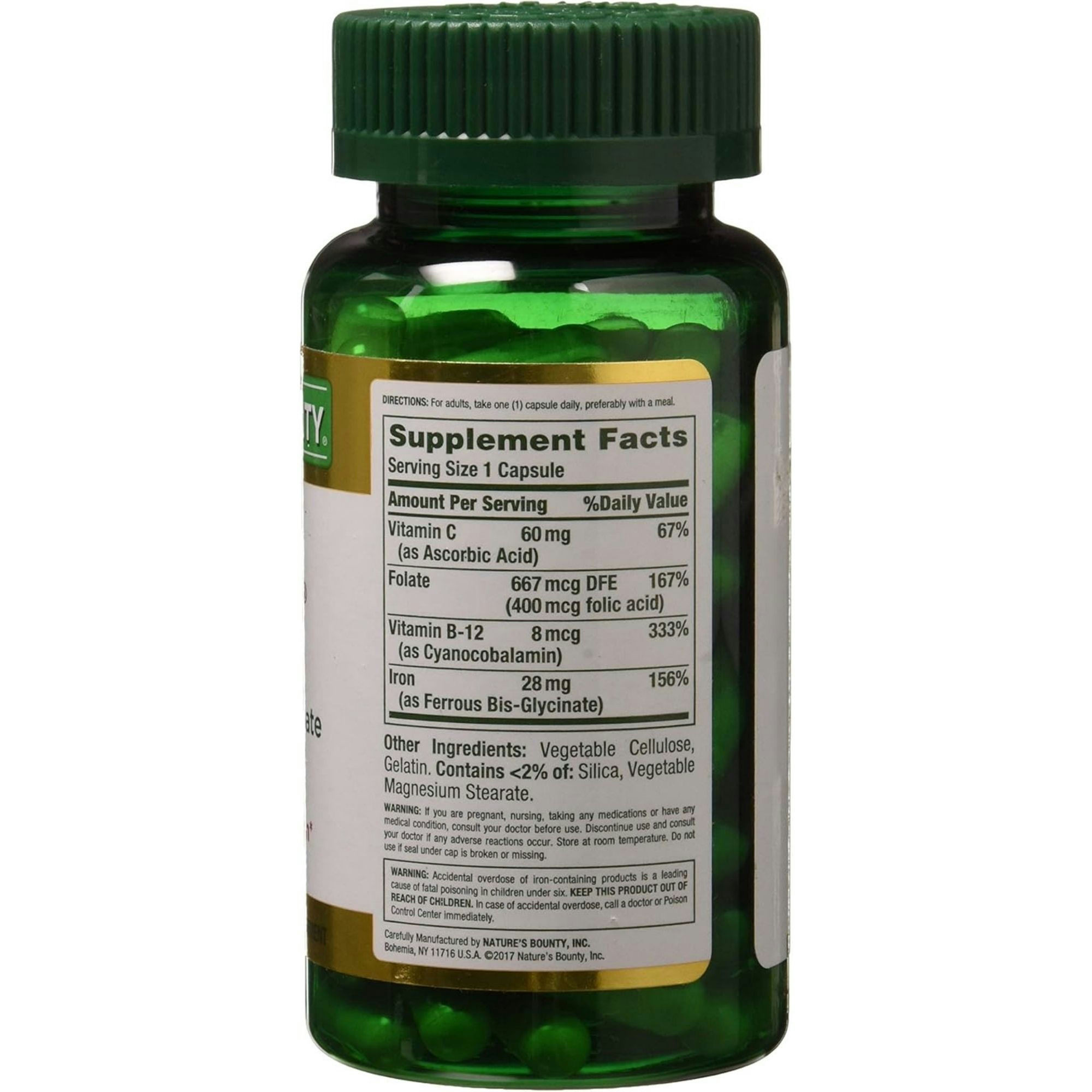 Nature's Bounty Gentle Iron Mineral Supplement, 28 mg