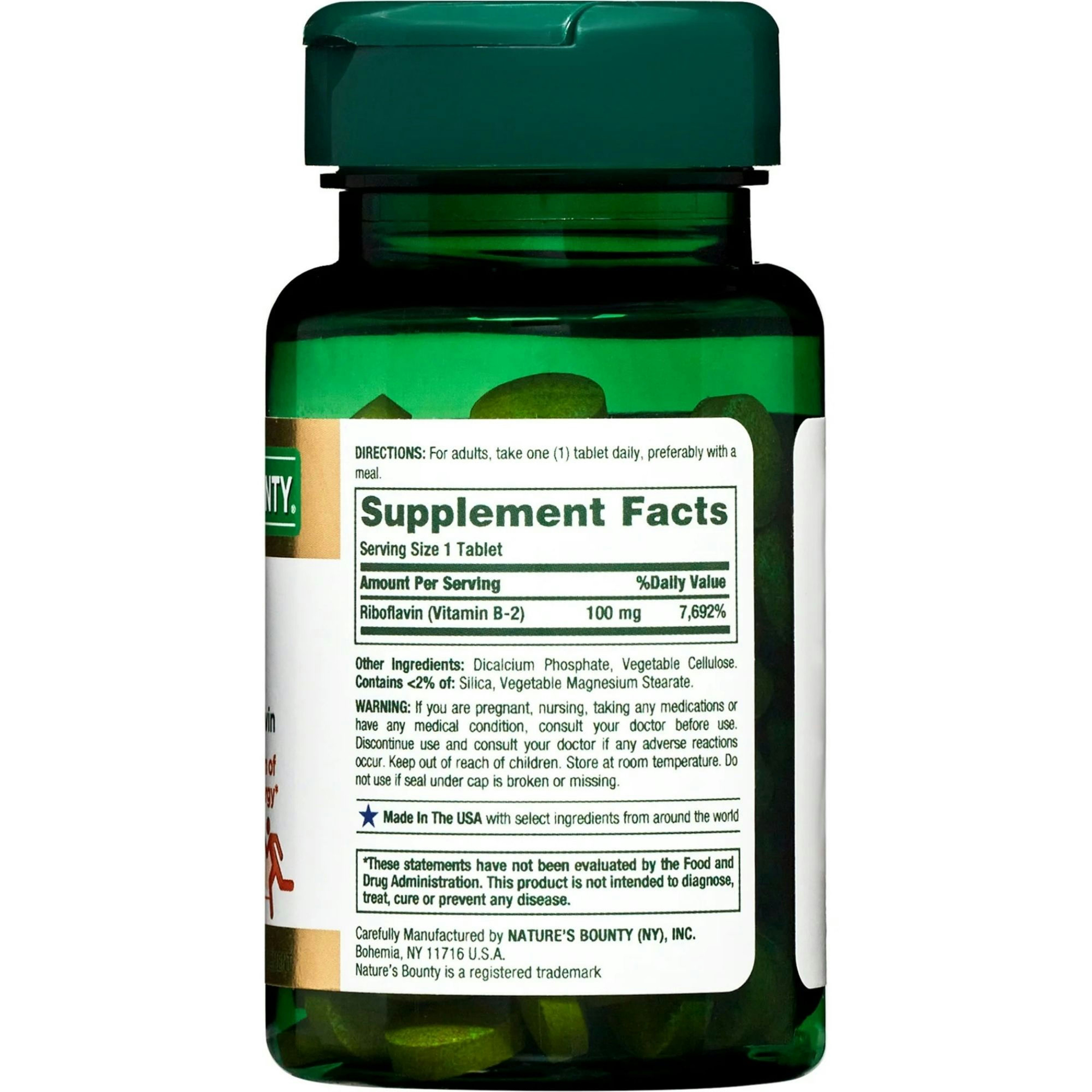 Nature's Bounty Vitamin B-2 Dietary Supplement, 100 mg