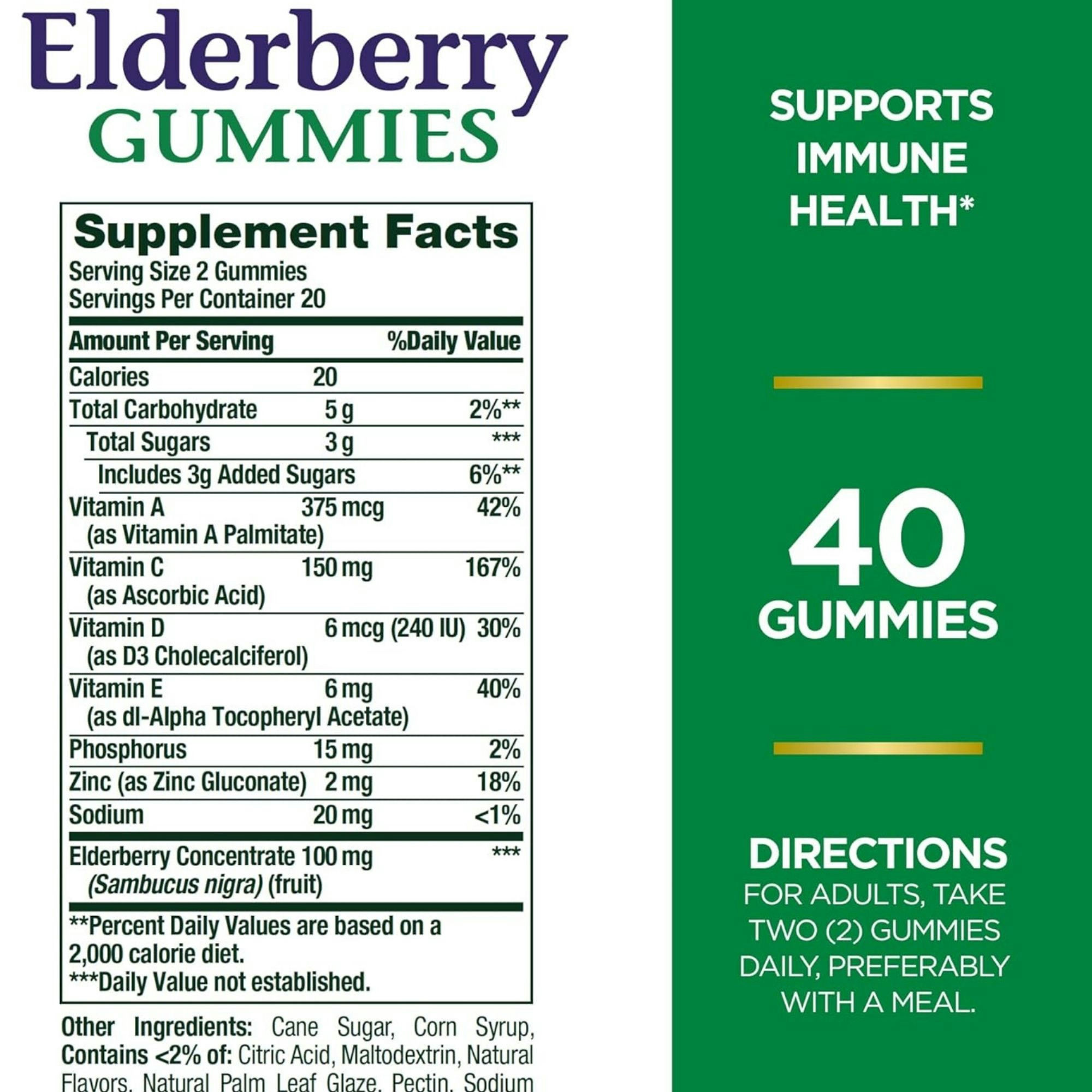 Nature's Bounty Immune Health Elderberry Gummies Dietary Supplement