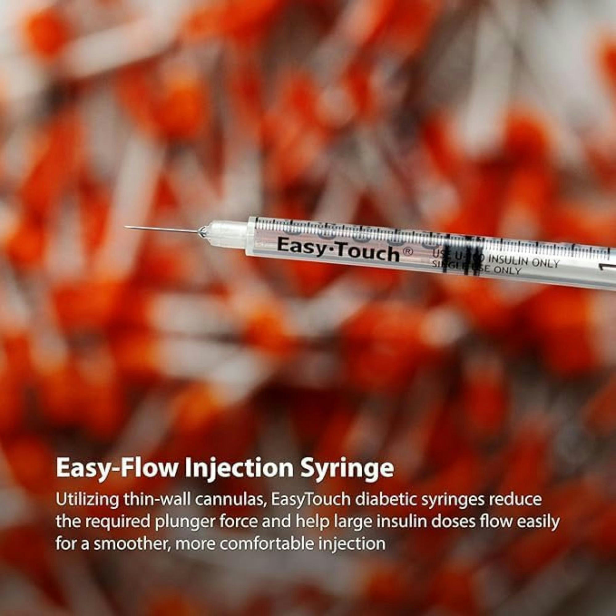 Easy Touch U-100 Insulin Syringe With Needle, 27 gauge