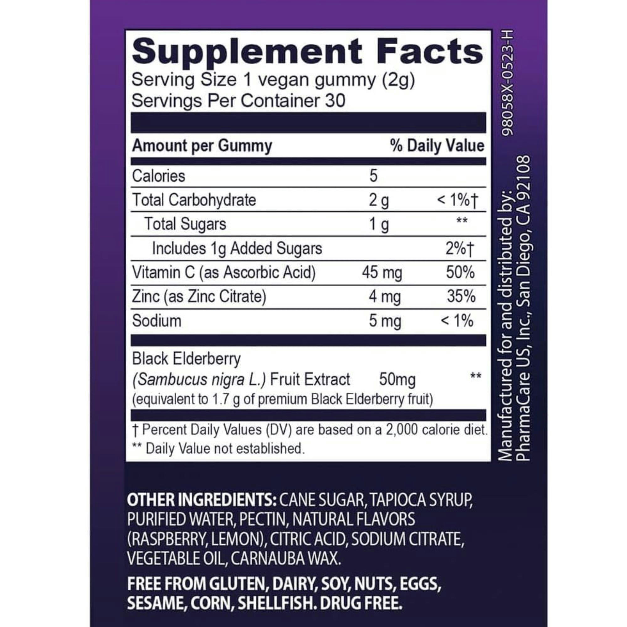 Sambucol Advanced Immune Black Elderberry Gummies Dietary Supplement