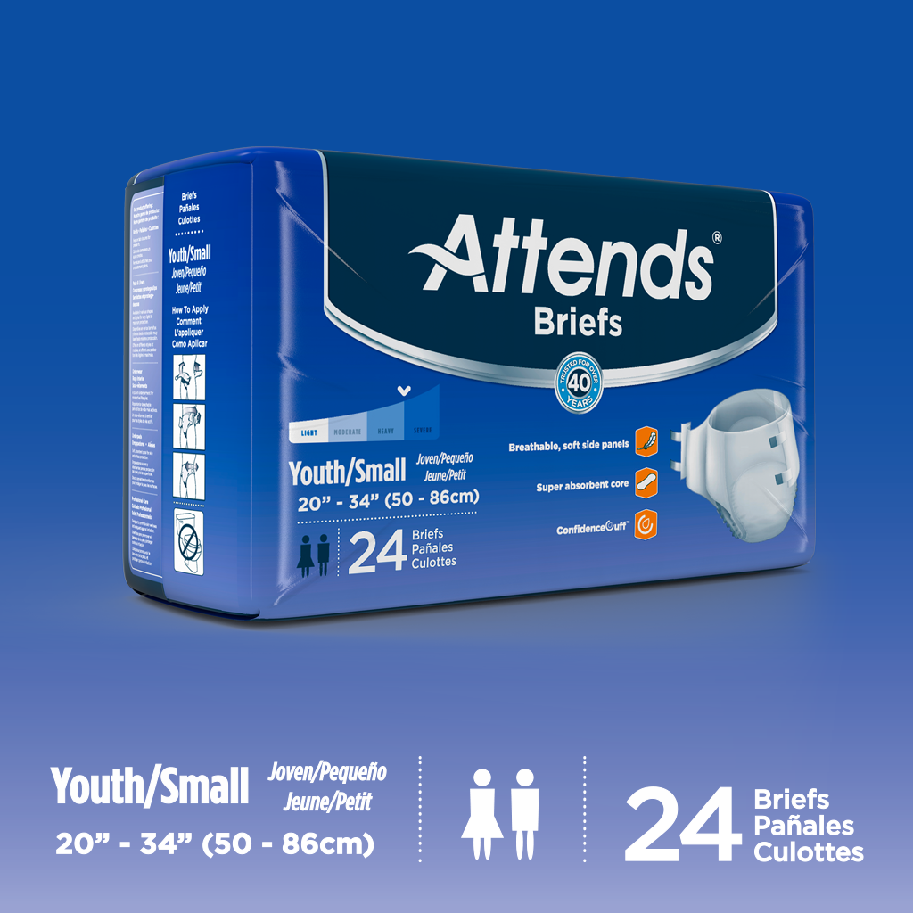 Attends Breathable Youth Diapers with Tabs, Severe