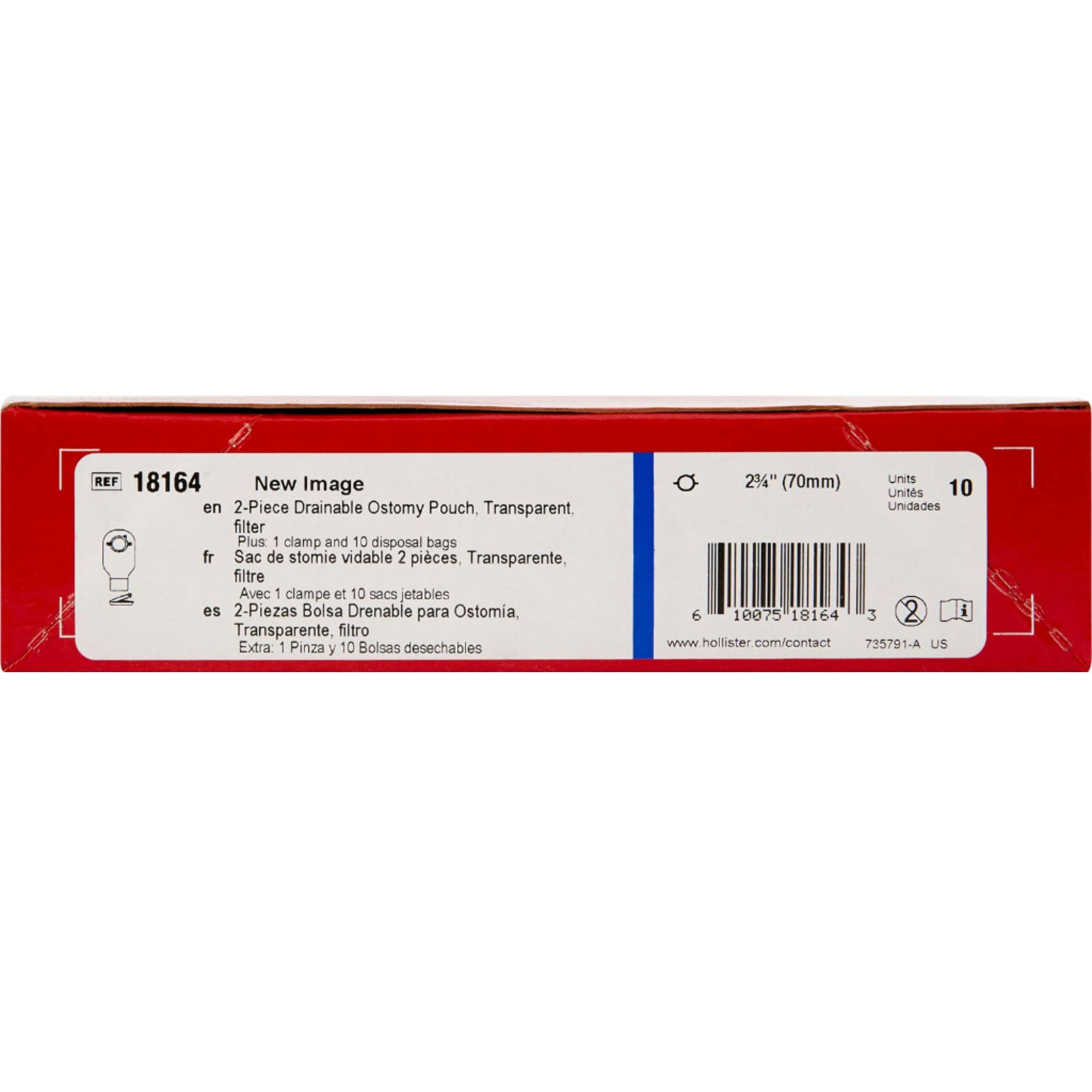 Hollister New Image Two-Piece Drainable Ostomy Pouch With Filter, Clamp Closure