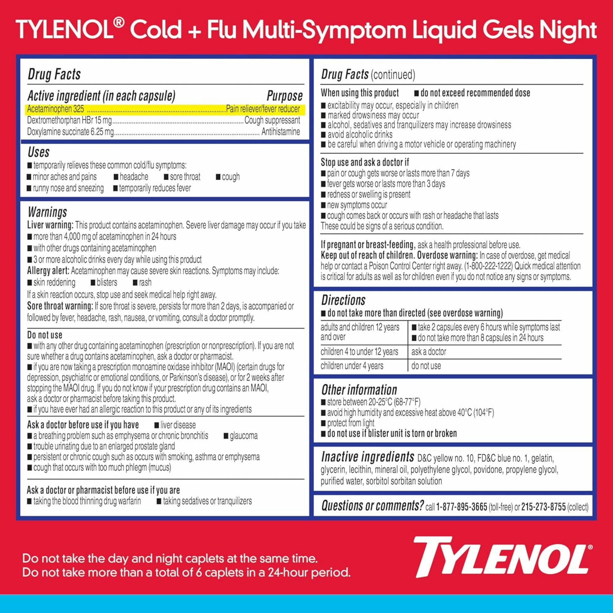 Tylenol Day & Night Cold & Flu Multi-Symptom Liquid Gels