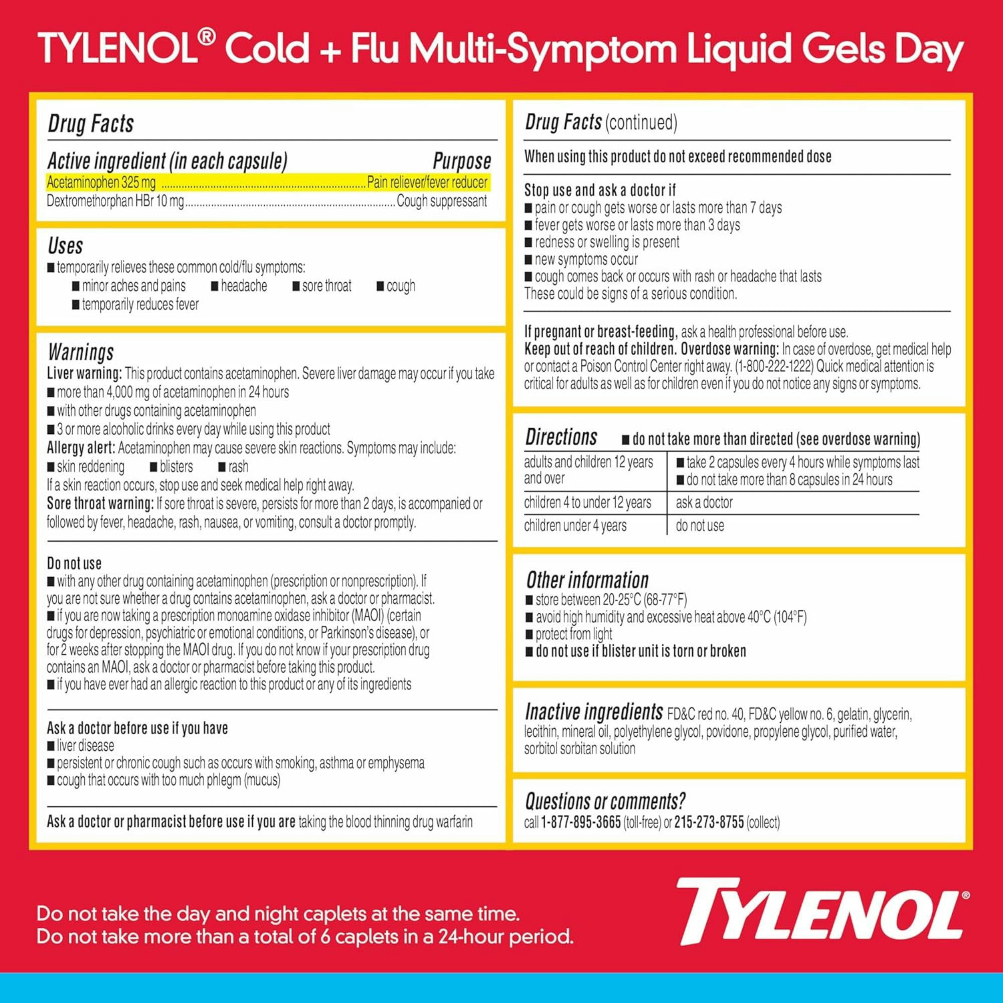 Tylenol Day & Night Cold & Flu Multi-Symptom Liquid Gels