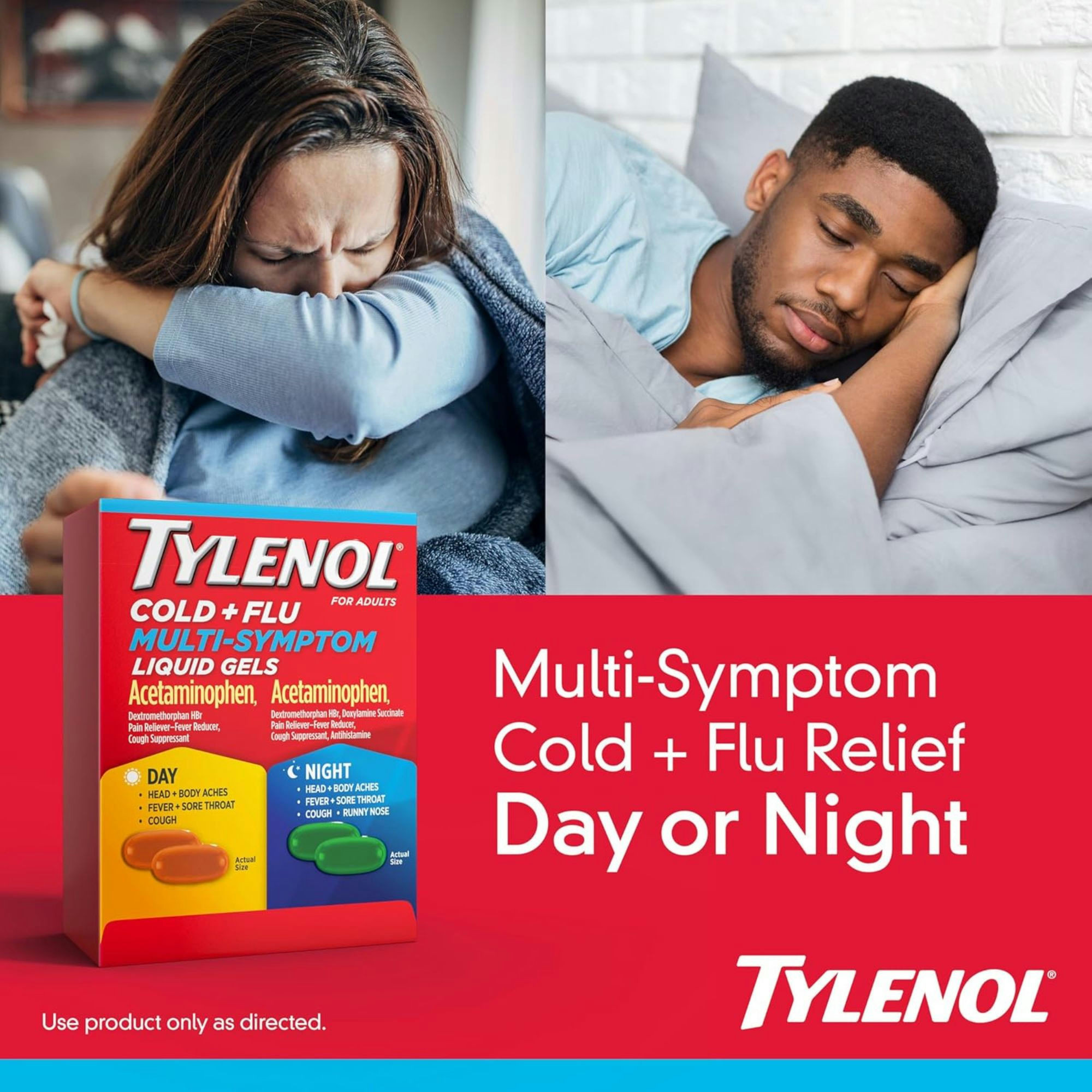 Tylenol Day & Night Cold & Flu Multi-Symptom Liquid Gels