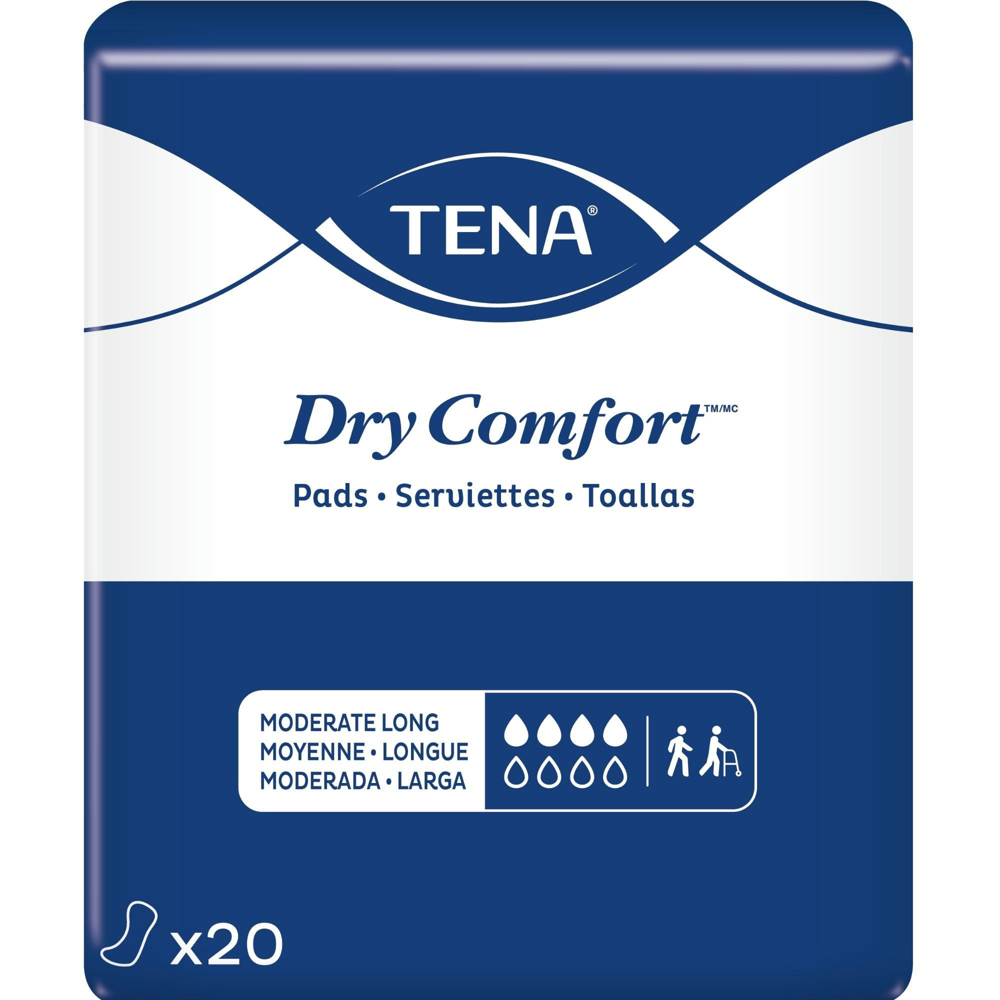 TENA Dry Comfort Moderate Pads, Long Length