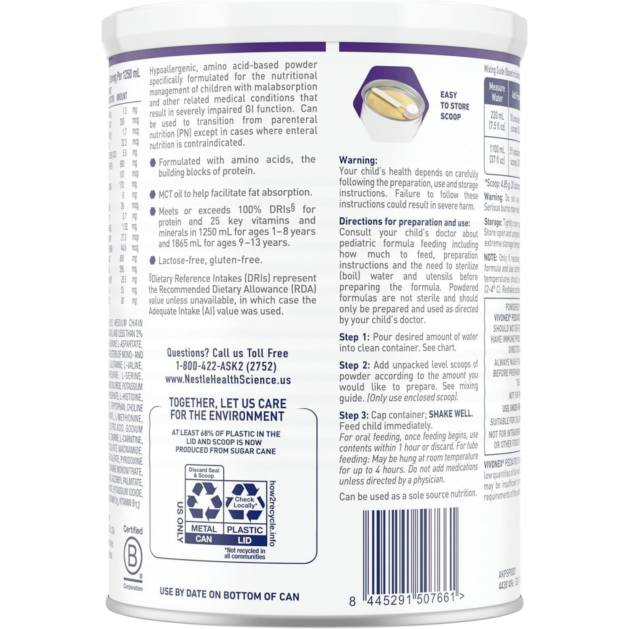 Vivonex Pediatric Elemental Powder Amino Acid Formula