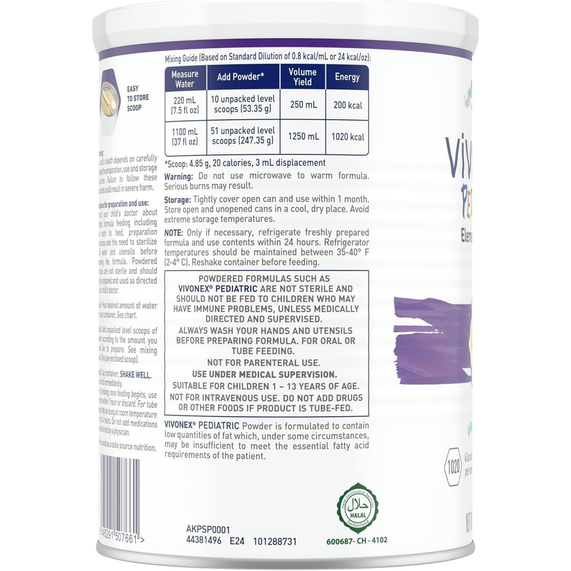 Vivonex Pediatric Elemental Powder Amino Acid Formula
