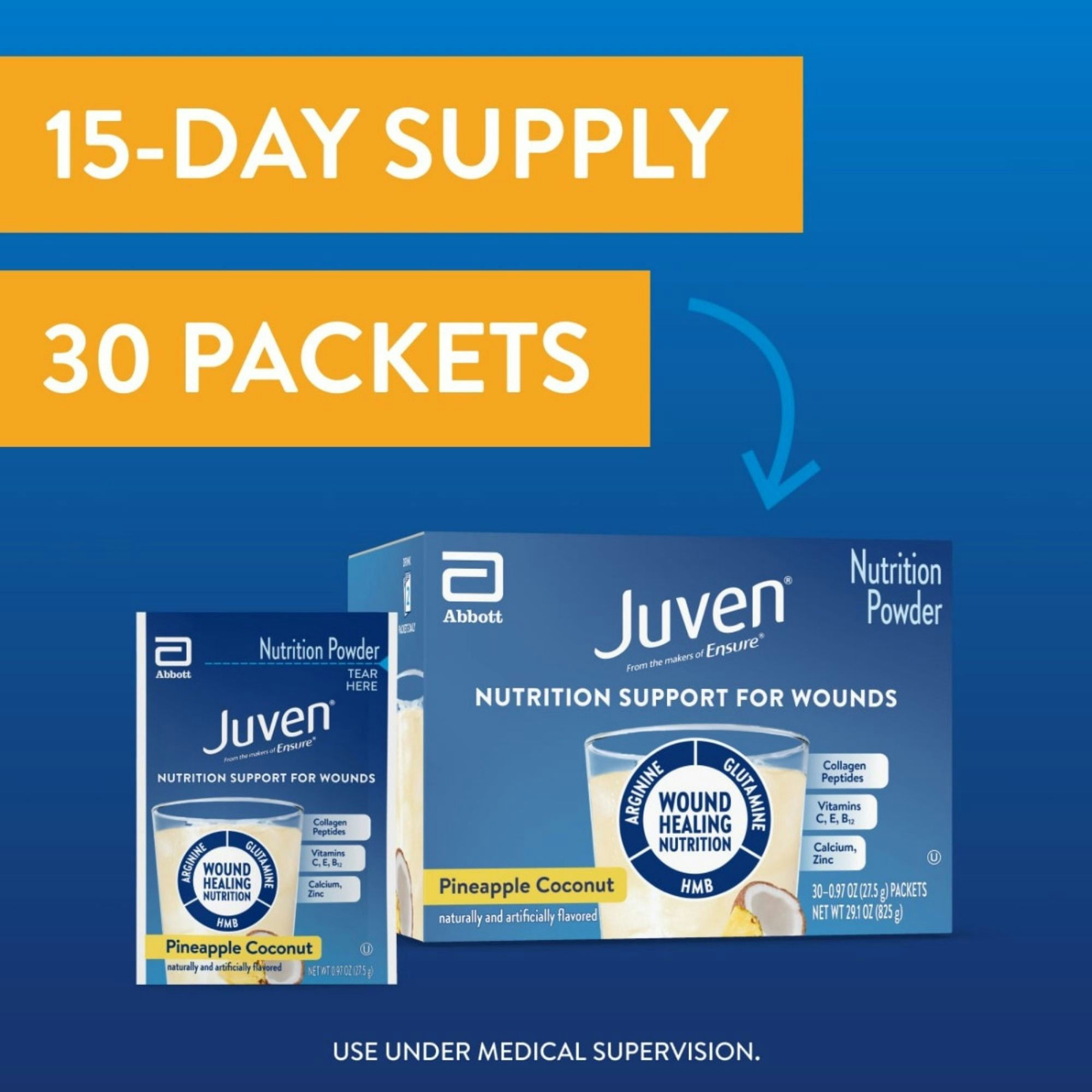 Juven Nutrition Support for Wound Healing, Pineapple Coconut