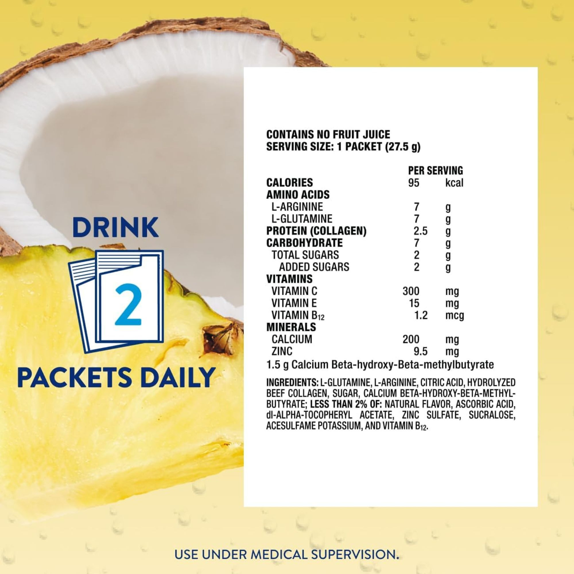 Juven Nutrition Support for Wound Healing, Pineapple Coconut