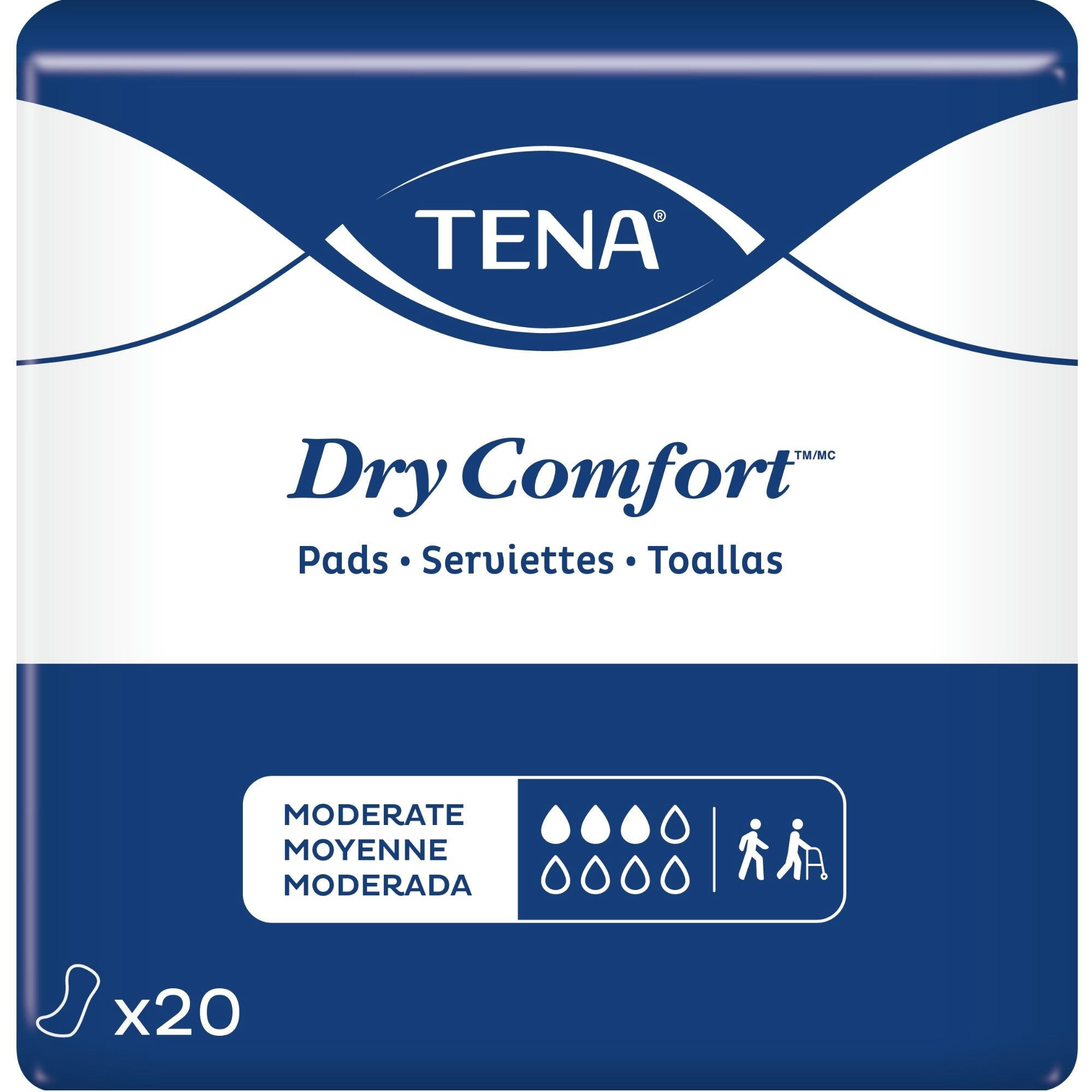 TENA Dry Comfort Moderate Pads, Regular Length