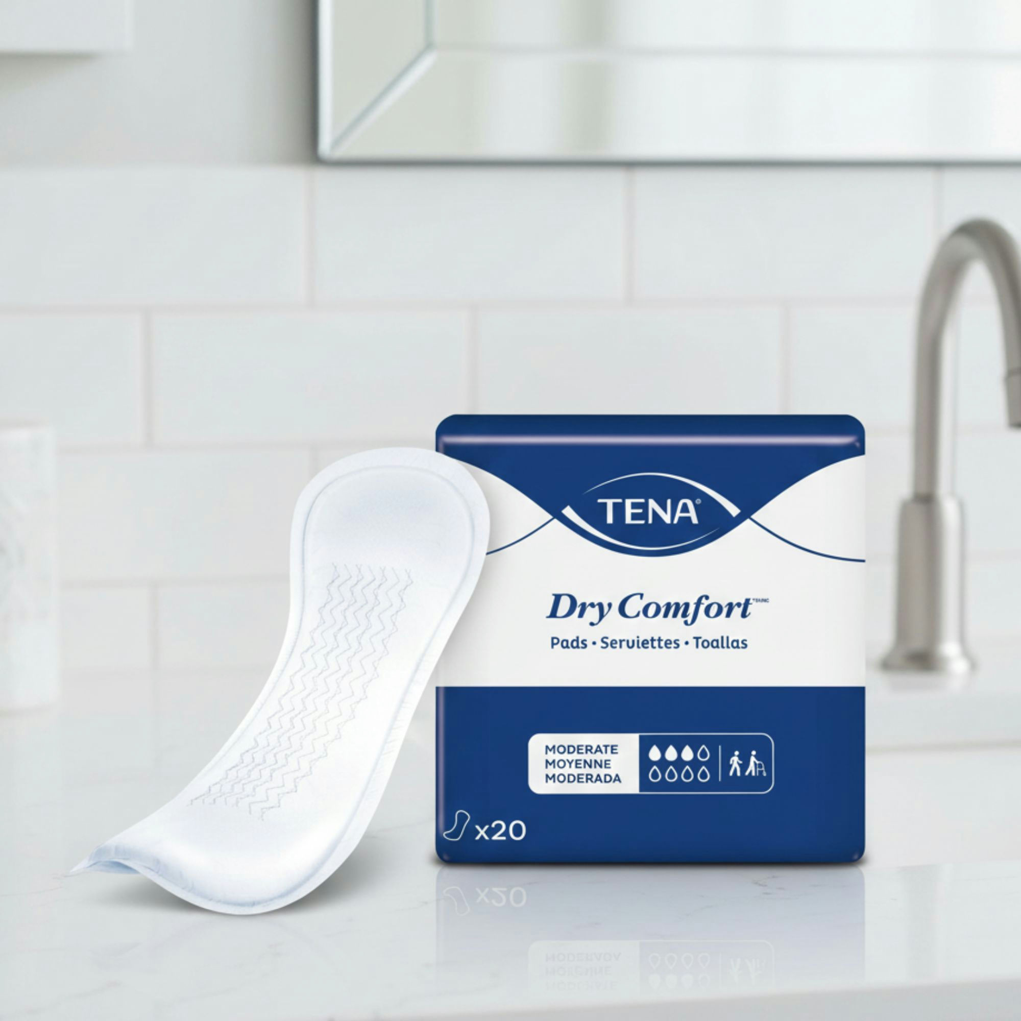 TENA Dry Comfort Moderate Pads, Regular Length
