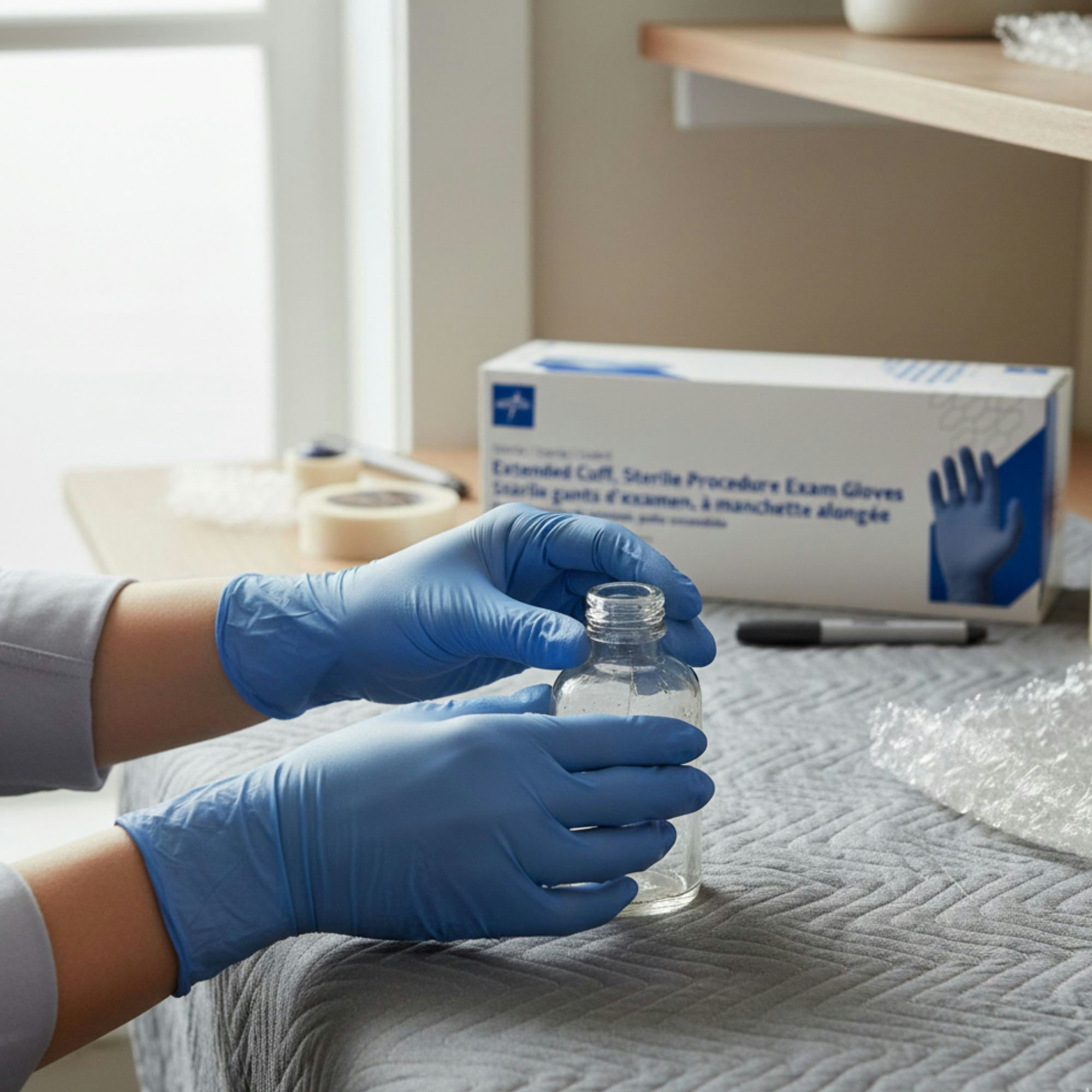 Medline Sterile Extended Cuff Nitrile Procedure Exam Gloves