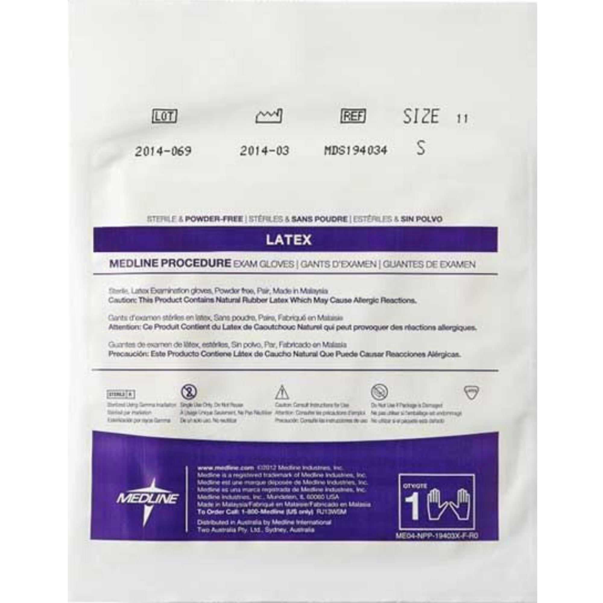 Medline Sterile Powder-Free Latex Procedure Exam Gloves