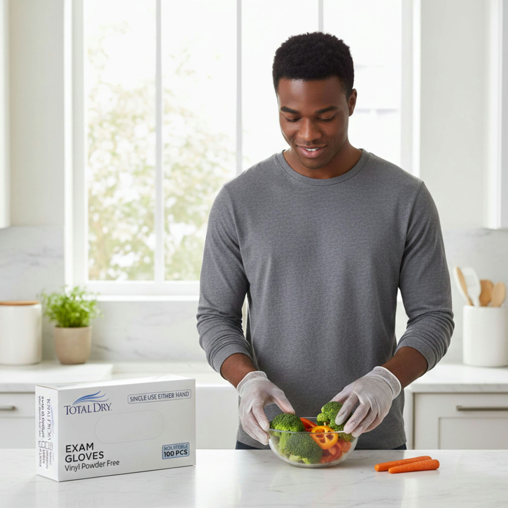 Total Dry Vinyl Powder-Free Exam Gloves