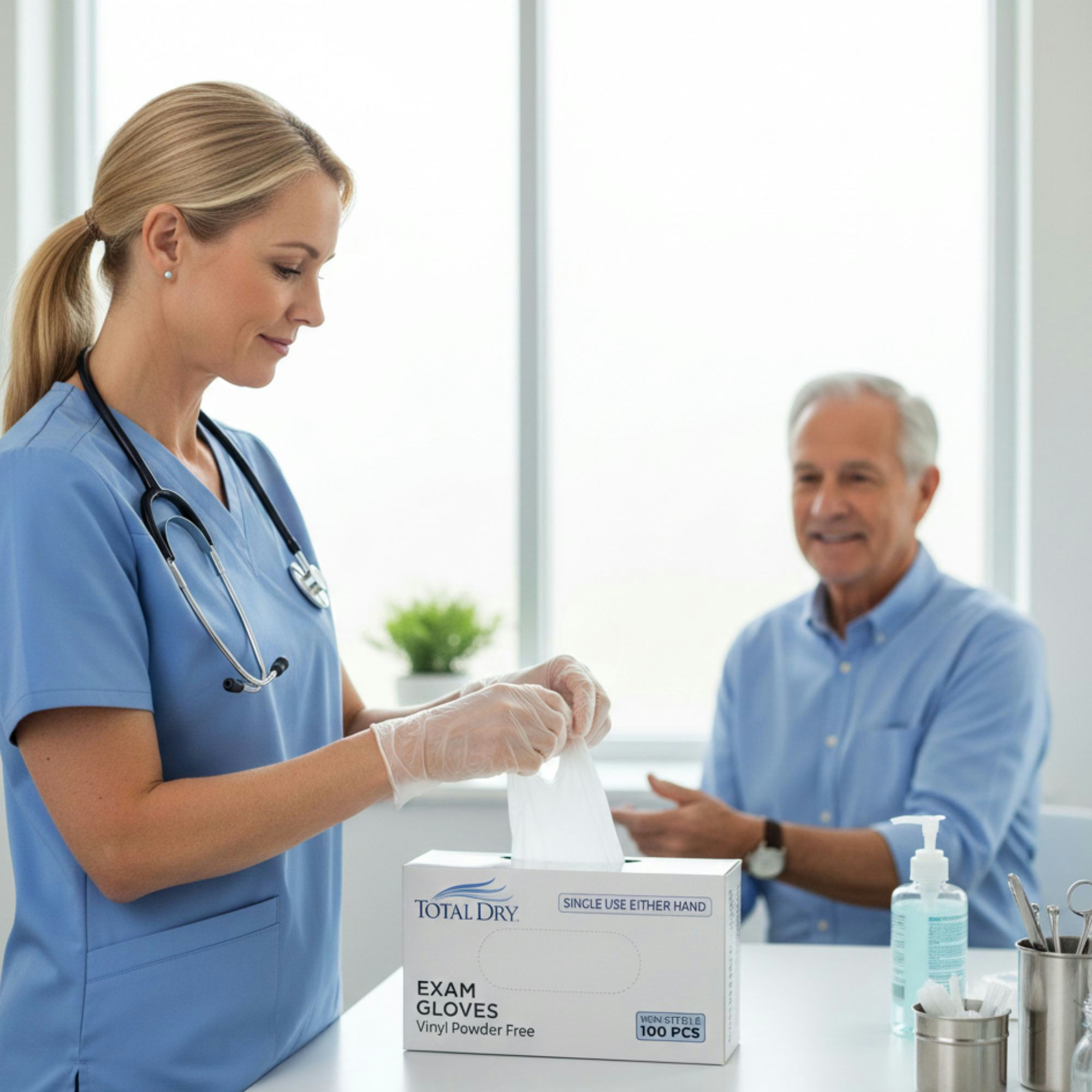 Total Dry Vinyl Powder-Free Exam Gloves