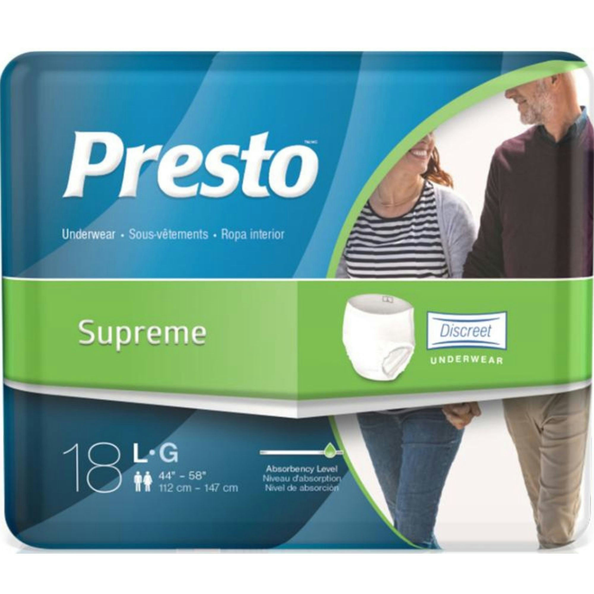 Presto Supreme Discreet Adult Pull-Up Incontinence Underwear for Men & Women