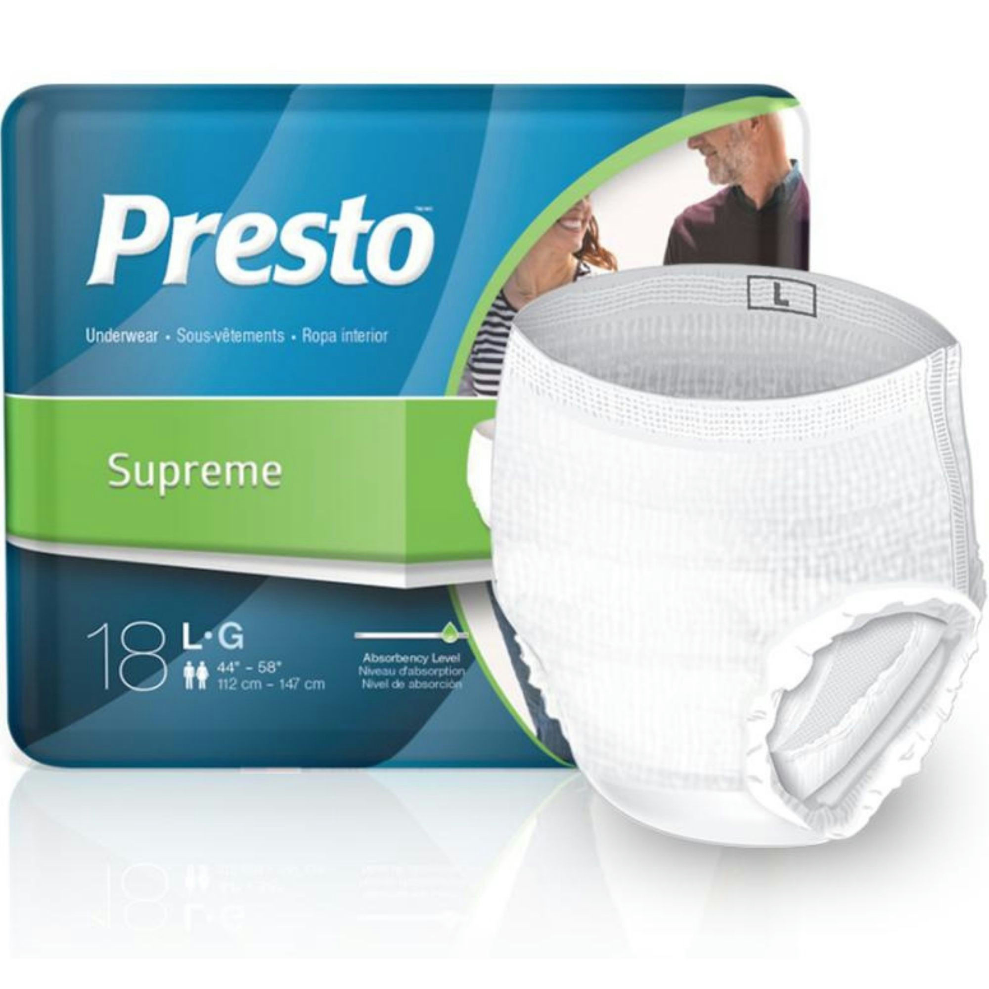 Presto Supreme Discreet Adult Pull-Up Incontinence Underwear for Men & Women