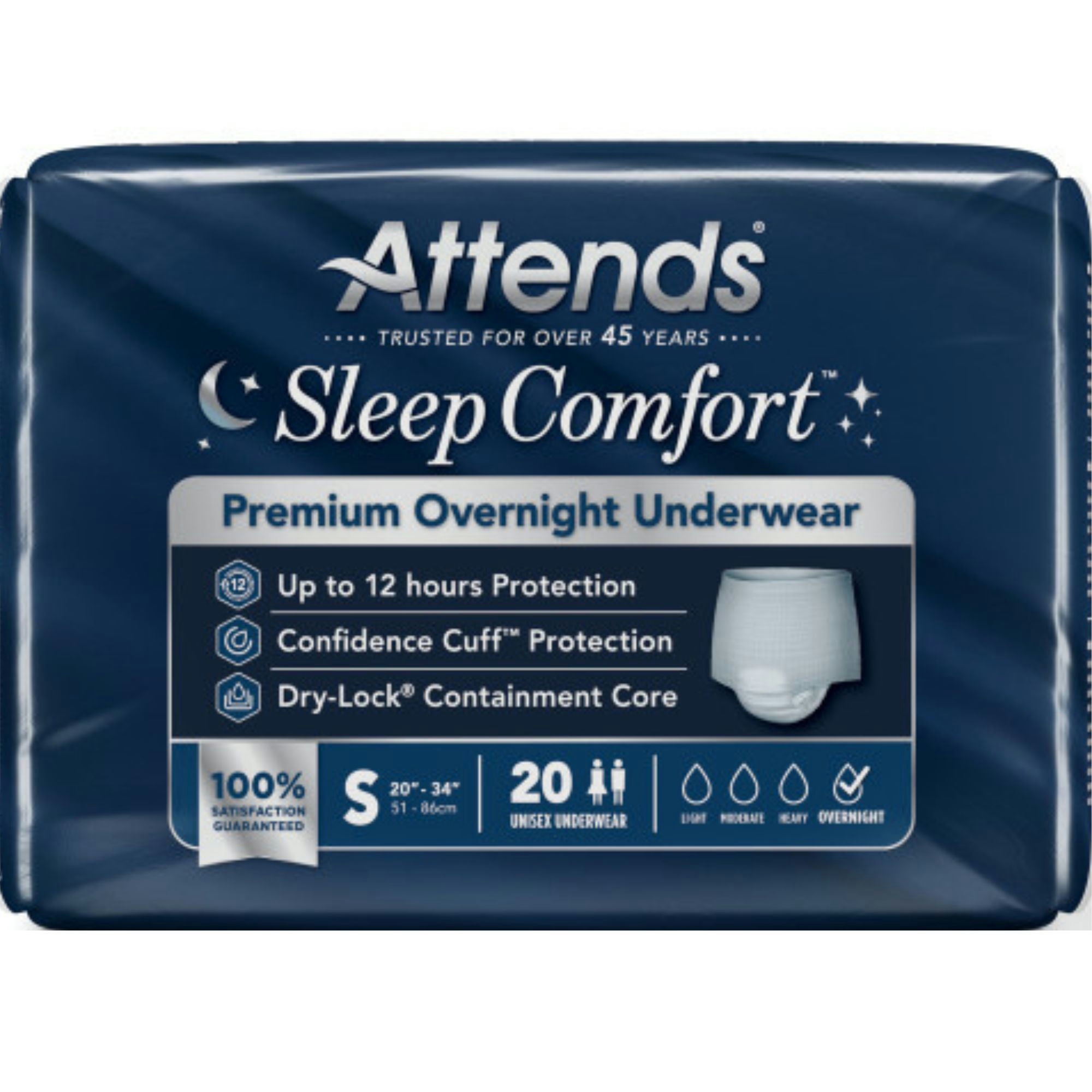 Attends Sleep Comfort Premium Overnight Pull-Up Underwear for Men & Women