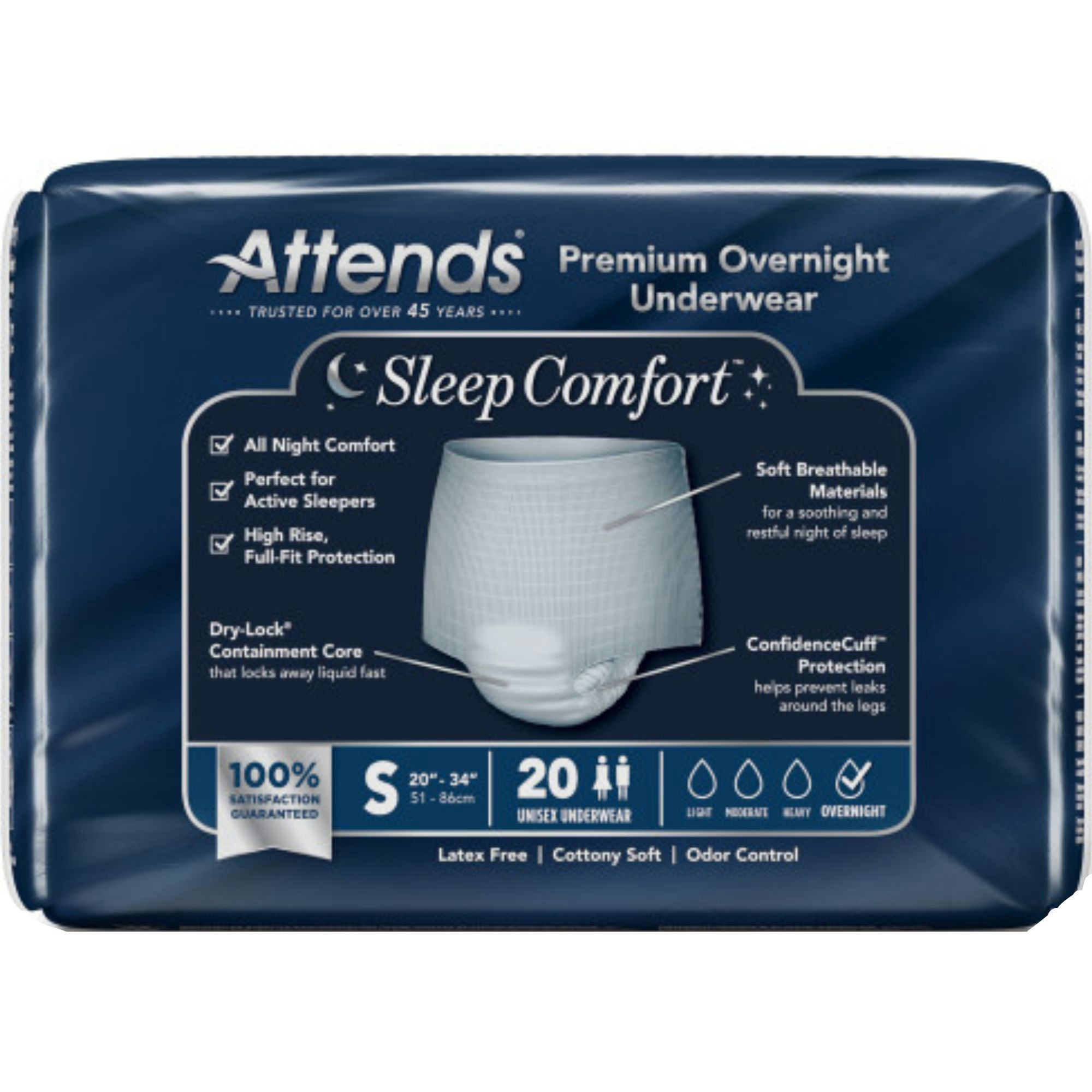 Attends Sleep Comfort Premium Overnight Pull-Up Underwear for Men & Women