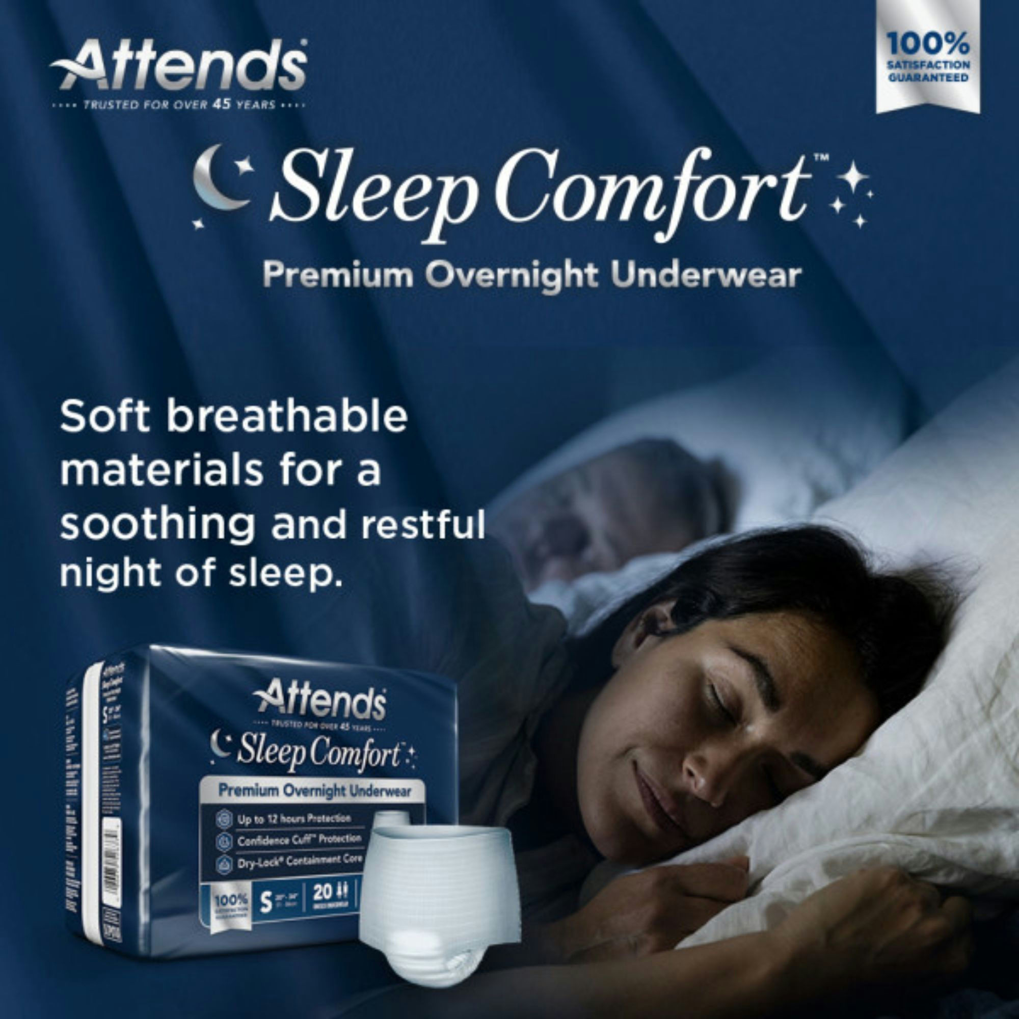 Attends Sleep Comfort Premium Overnight Pull-Up Underwear for Men & Women