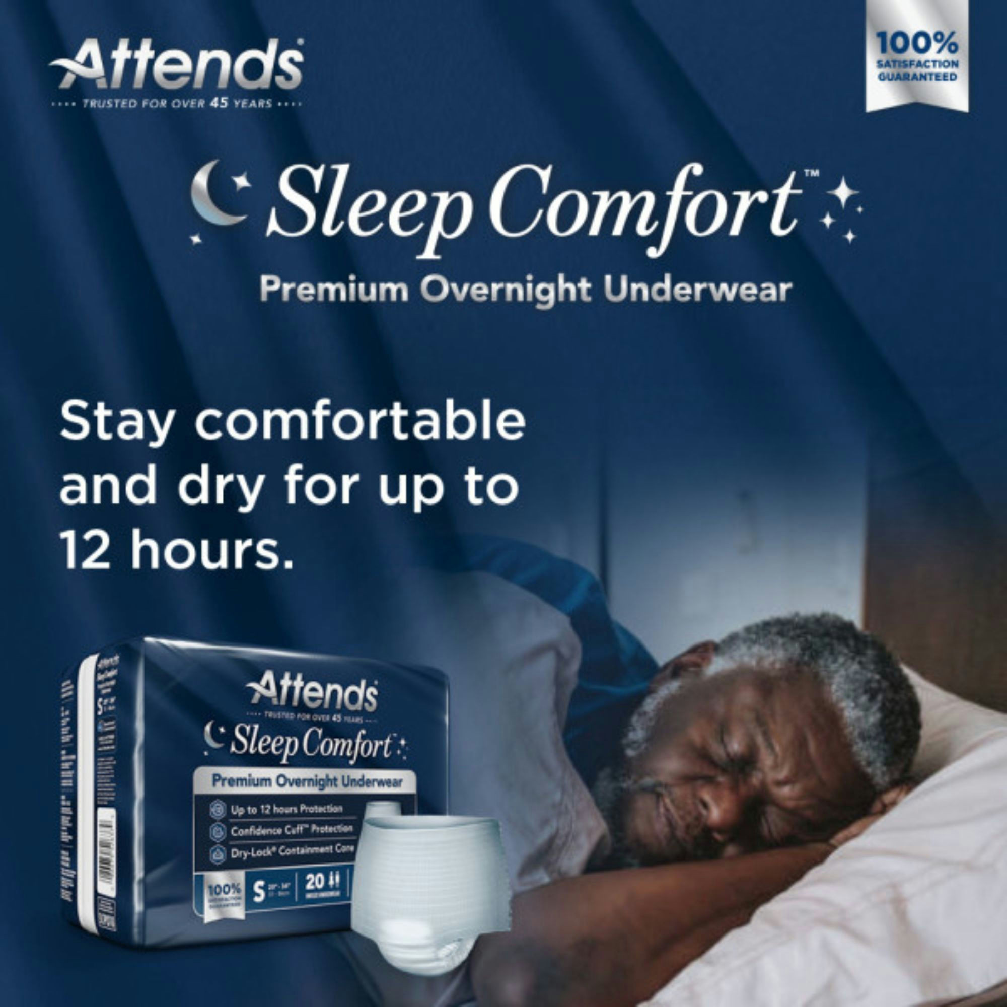 Attends Sleep Comfort Premium Overnight Pull-Up Underwear for Men & Women