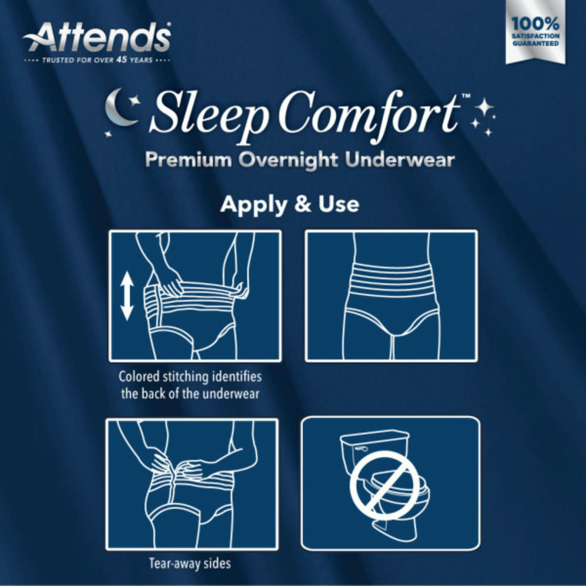 Attends Sleep Comfort Premium Overnight Pull-Up Underwear for Men & Women